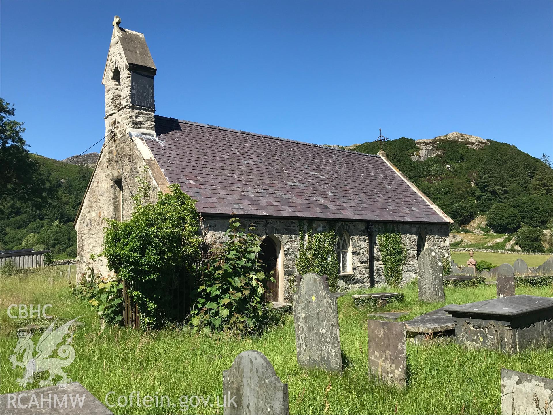 Colour photo showing external view of St. Mary's Church, Dolbenmaen, taken by Paul R. Davis, 22nd June 2018.