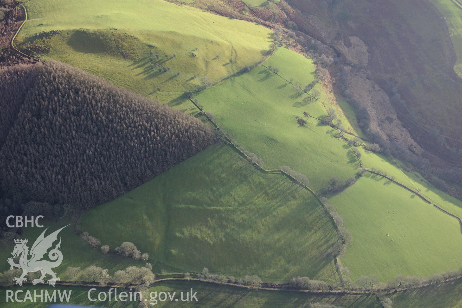 Cothi Roman Aqueduct. Oblique aerial photograph taken during the Royal Commission's programme of archaeological aerial reconnaissance by Toby Driver on 6th January 2015.