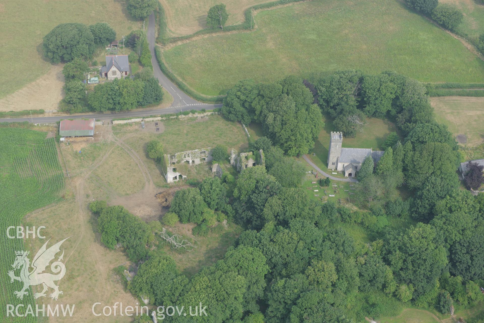 Royal Commission aerial photography of Llantrithyd Place recorded during drought conditions on 22nd July 2013.