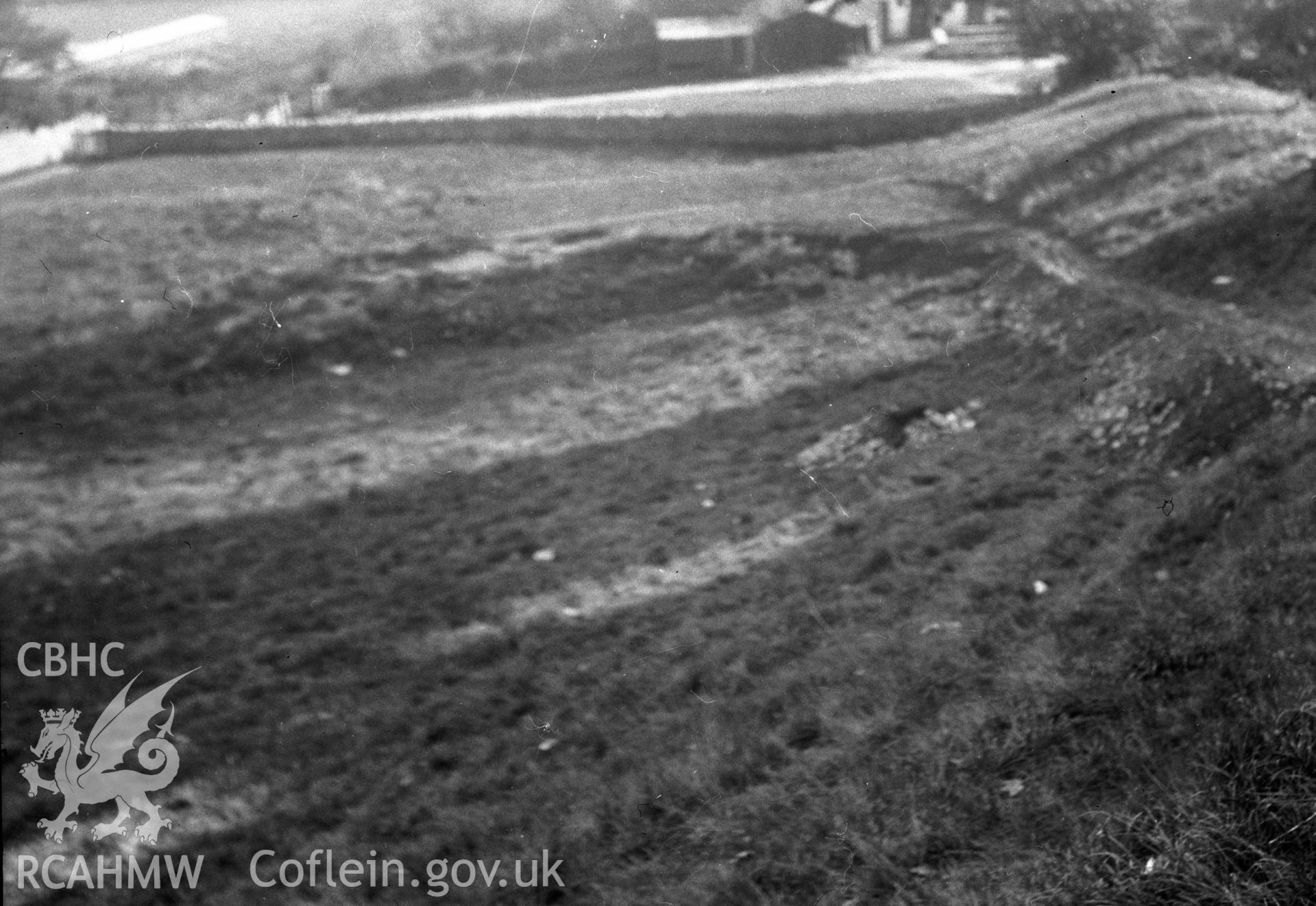 Digital copy of a nitrate negative showing view of Civil War Earthworks.