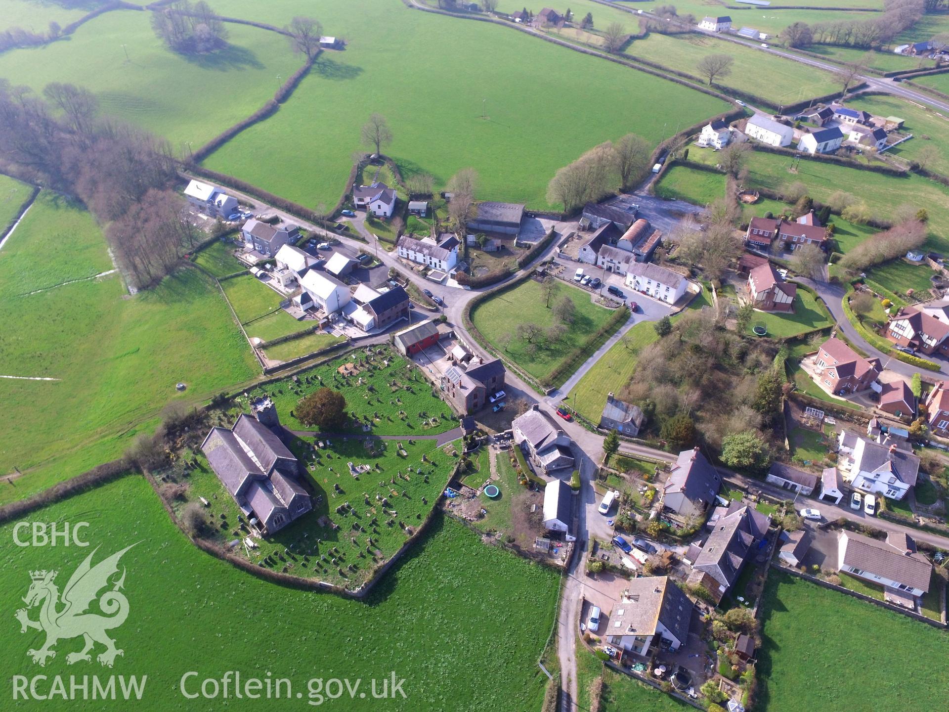 Colour photo showing view of St. Egwad's Church, Llanegwad, taken by Paul R. Davis, 2018.