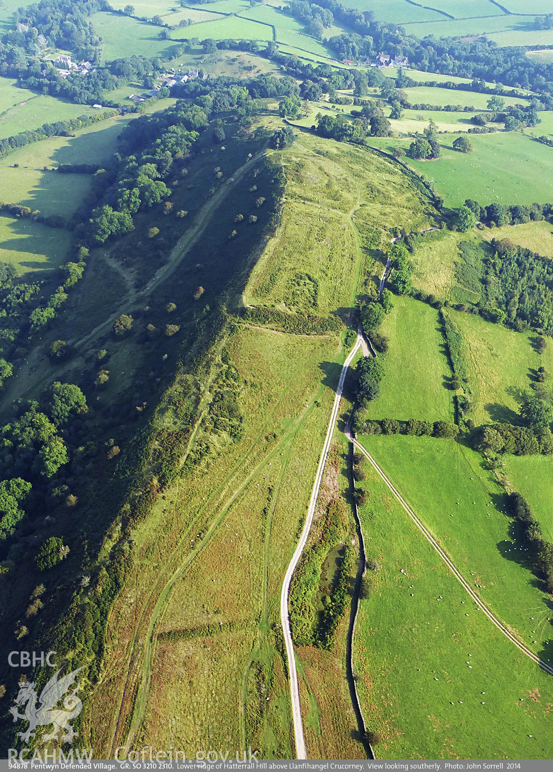 View of Pentwyn Defended Village, taken by John Sorrell, 2014.