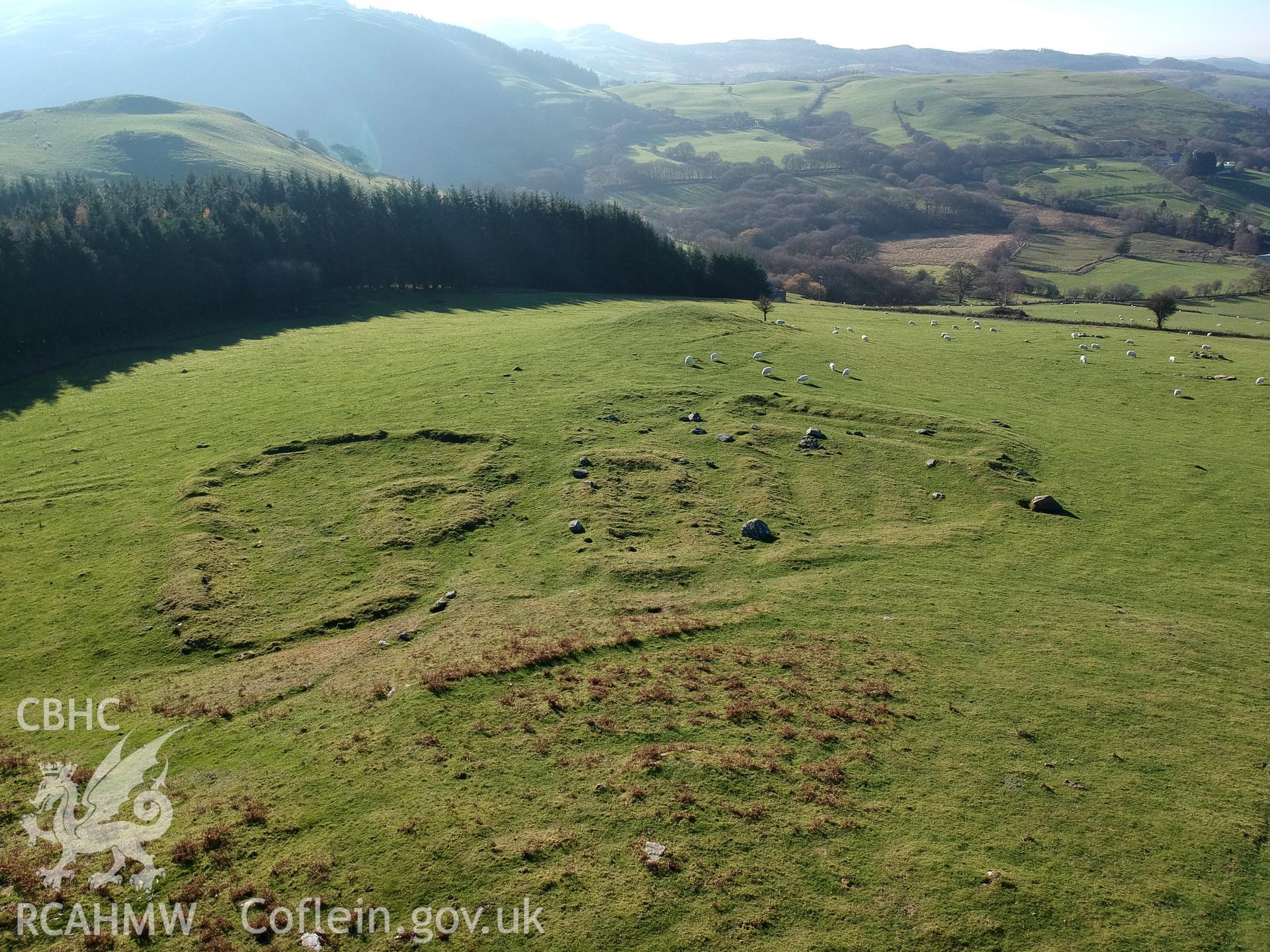 View from the west of Penlandoppa and Penlanscubor farmsteads, Troed y Rhiw, Ystrad Fflur. Colour photograph taken by Paul R. Davis on 18th November 2018.