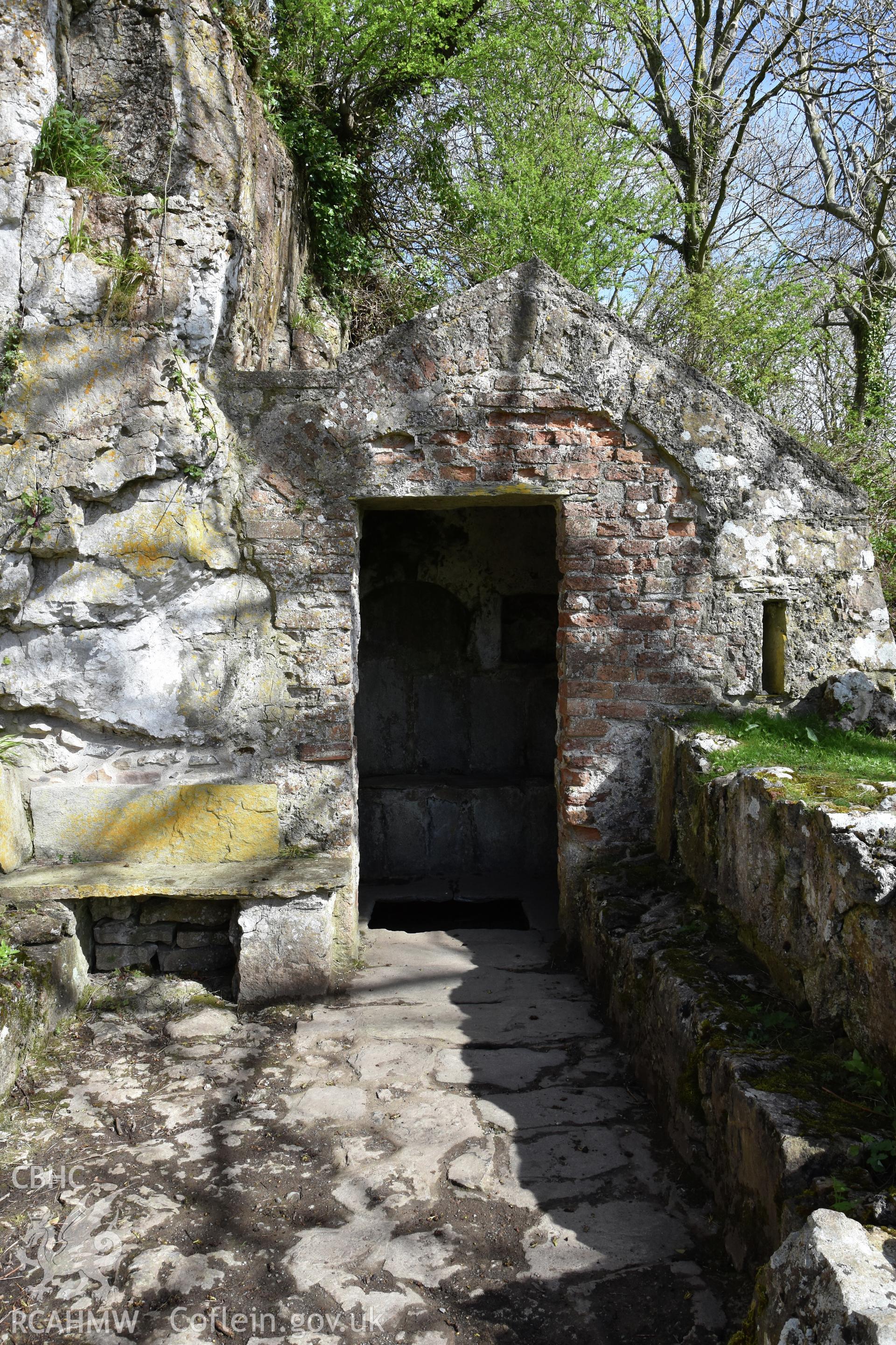 Investigator's photographic survey of St Seiriol's Well for the CHERISH Project. ? Crown: CHERISH PROJECT 2019. Produced with EU funds through the Ireland Wales Co-operation Programme 2014-2020. All material made freely available through the Open Government Licence.