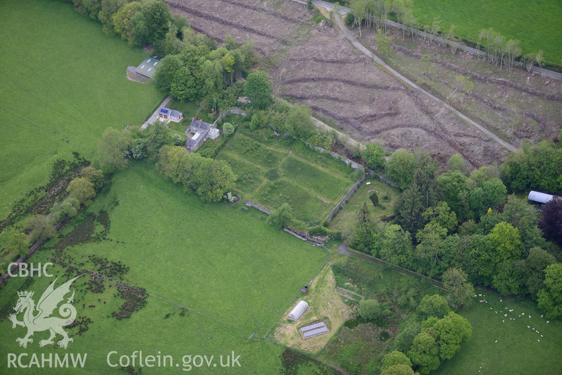 Allt-yr-Odyn garden. Oblique aerial photograph taken during the Royal Commission's programme of archaeological aerial reconnaissance by Toby Driver on 3rd June 2015.