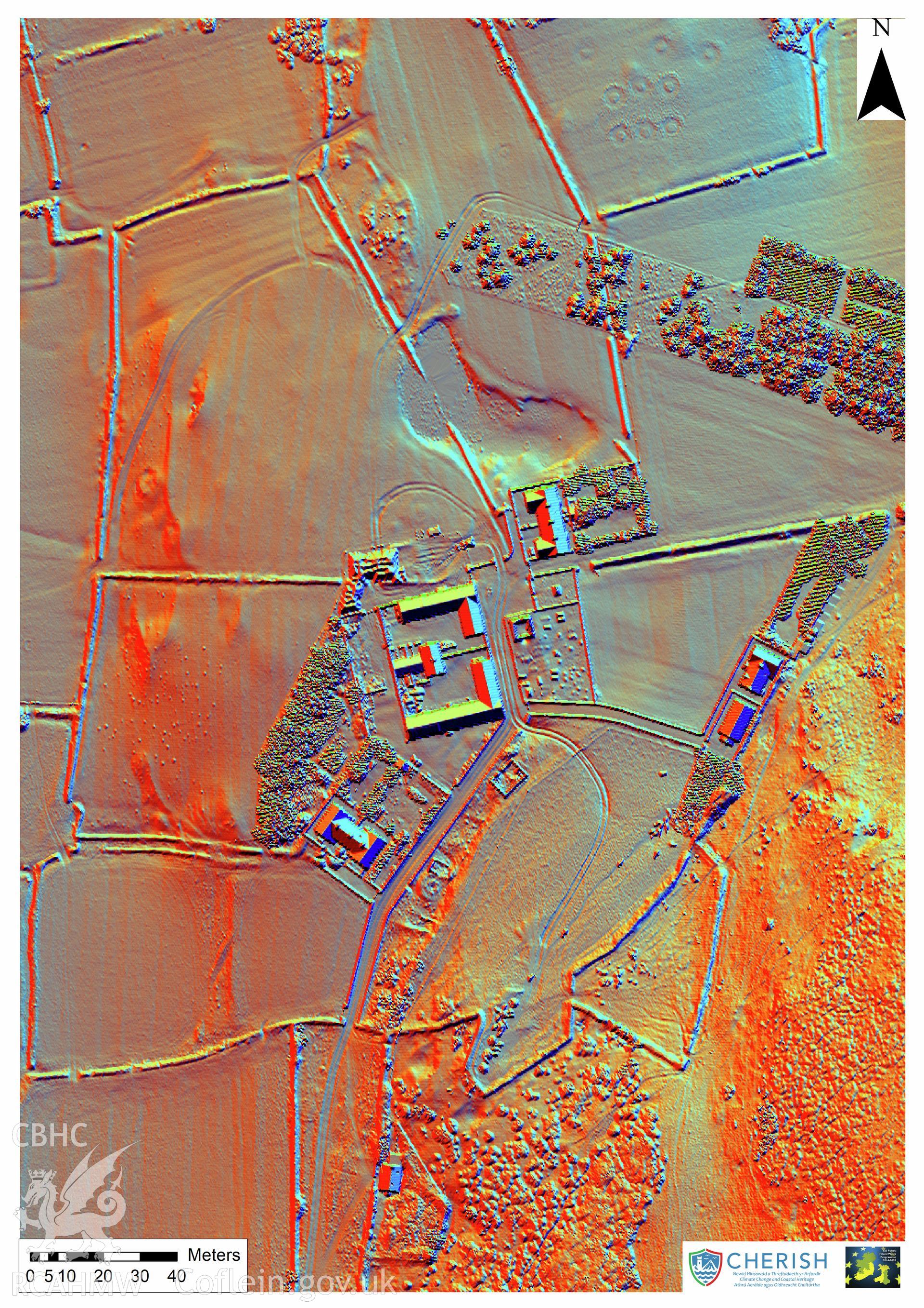 Ynys Enlli (Bardsey Island). Airborne laser scanning (LiDAR) commissioned by the CHERISH Project 2017-2021, flown by Bluesky International LTD at low tide on 24th February 2017. Digital Surface Model (DSM) showing the North part of the island on which is