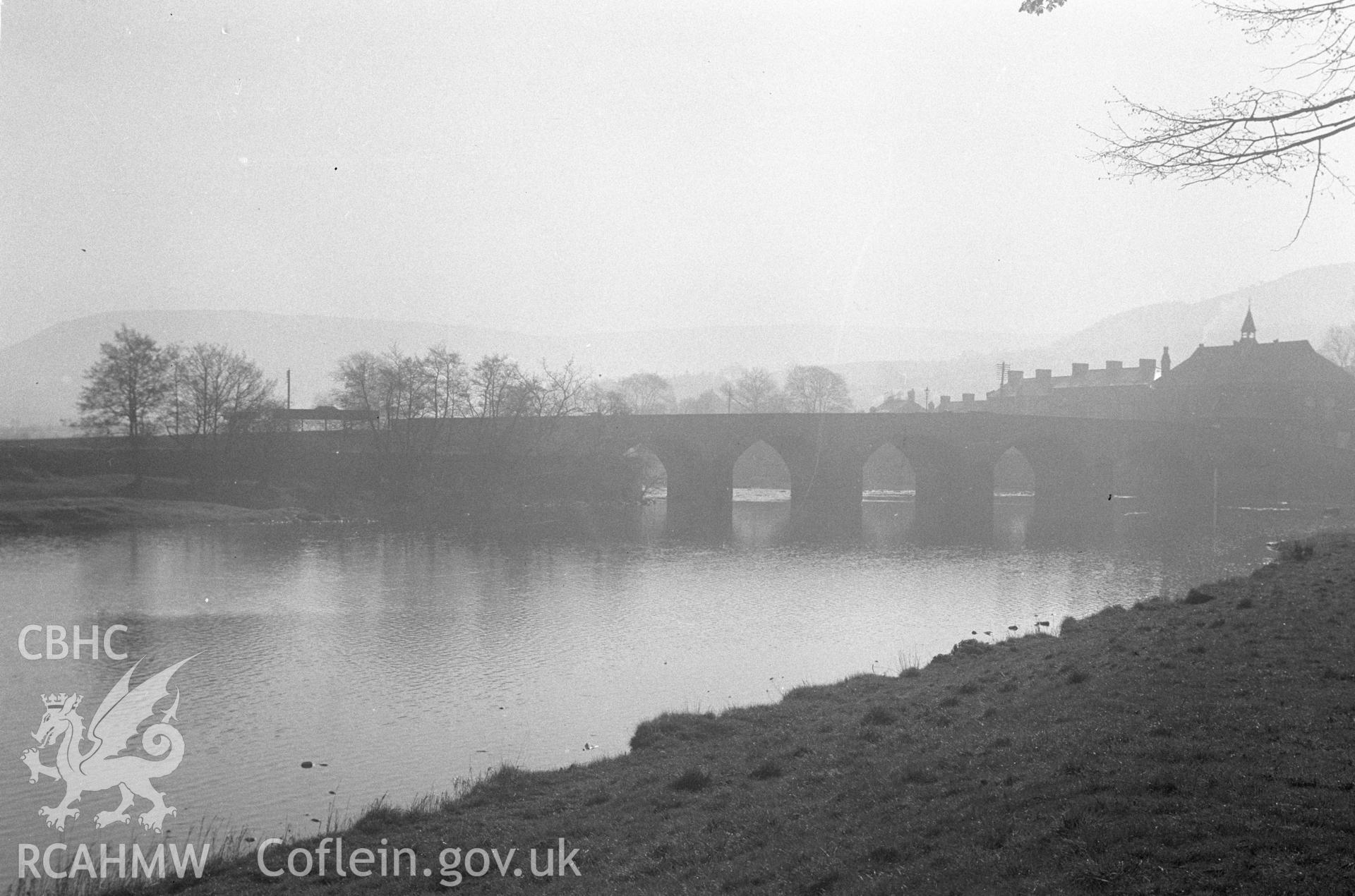 Digital copy of nitrate negative showing Builth Road Bridge over the river Wye. From the Cadw Monuments in Care Collection.