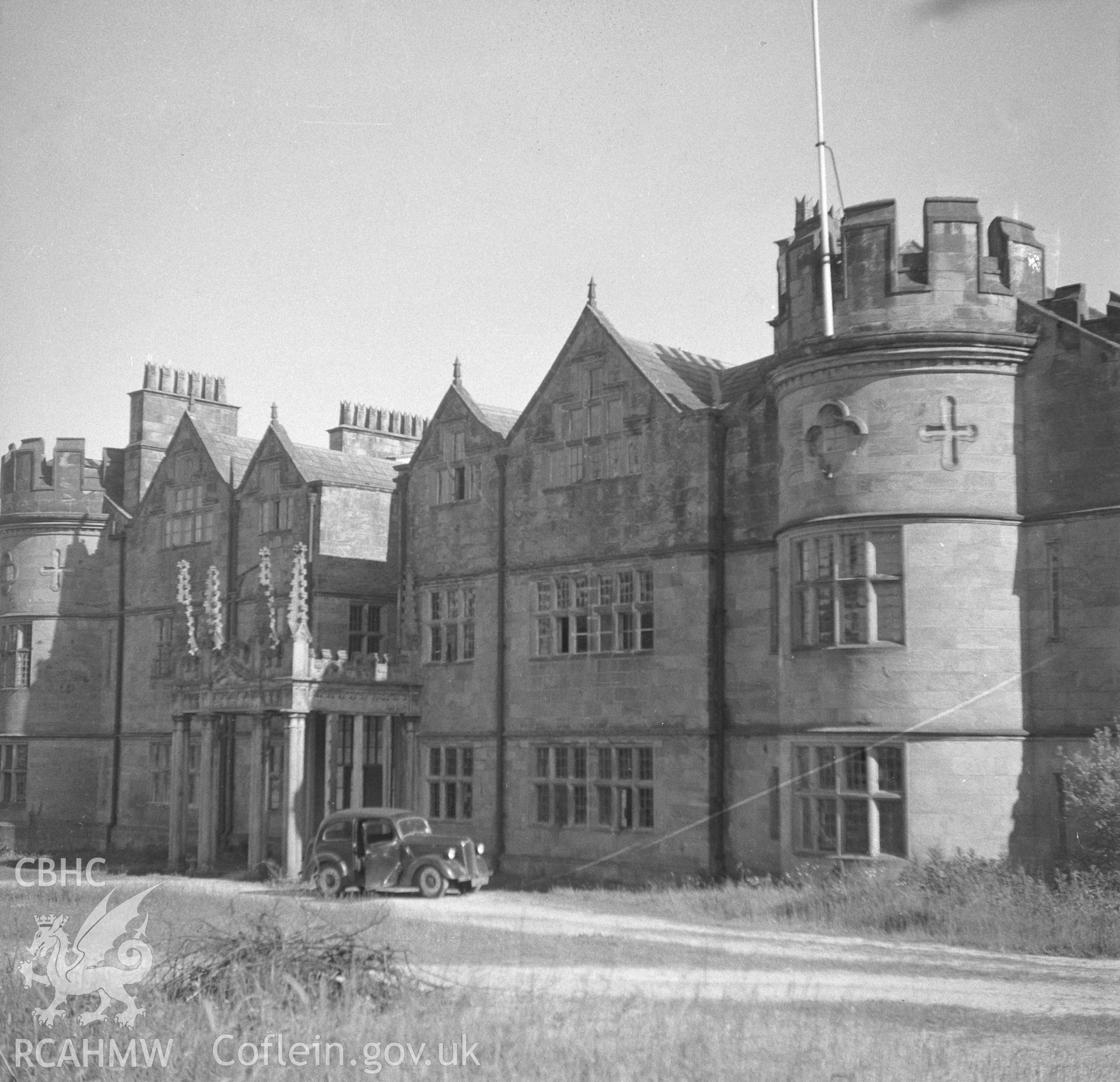 Digital copy of a nitrate negative showing main elevation at Nercwys Hall.