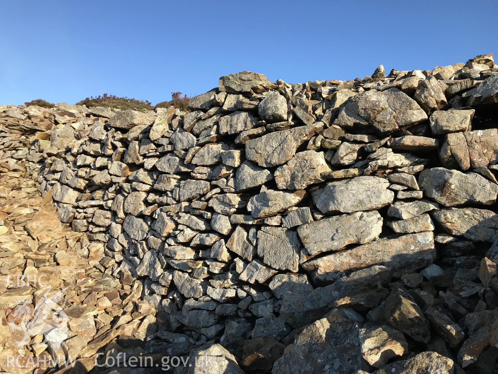 Digital colour photograph showing the summit fort of Garn Boduan hillfort, Buan, near Morfa Nefyn, taken by Paul Davis on 3rd December 2019.