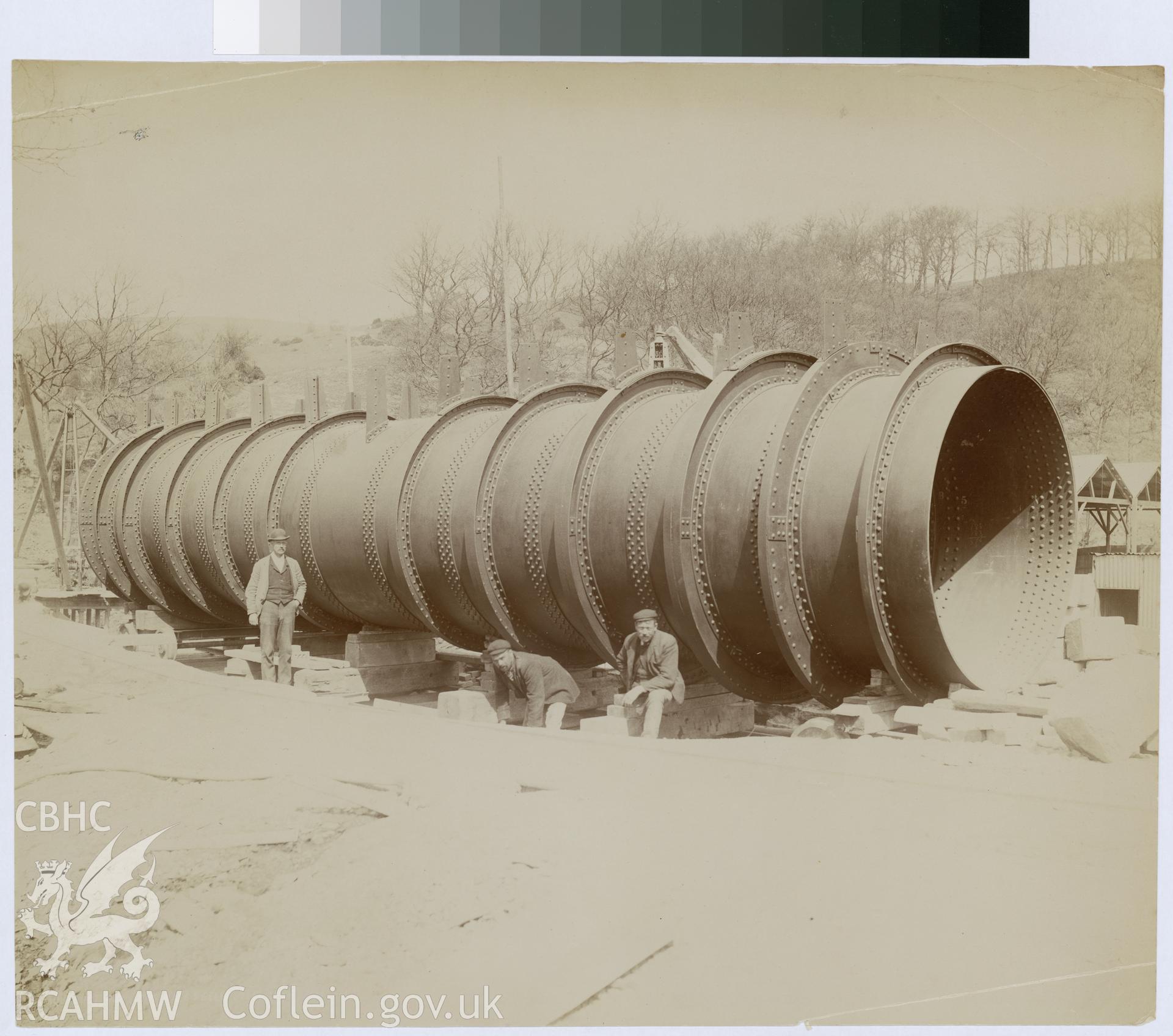 Digital copy of an albumen print from Edward Hubbard Collection showing section of pipe.