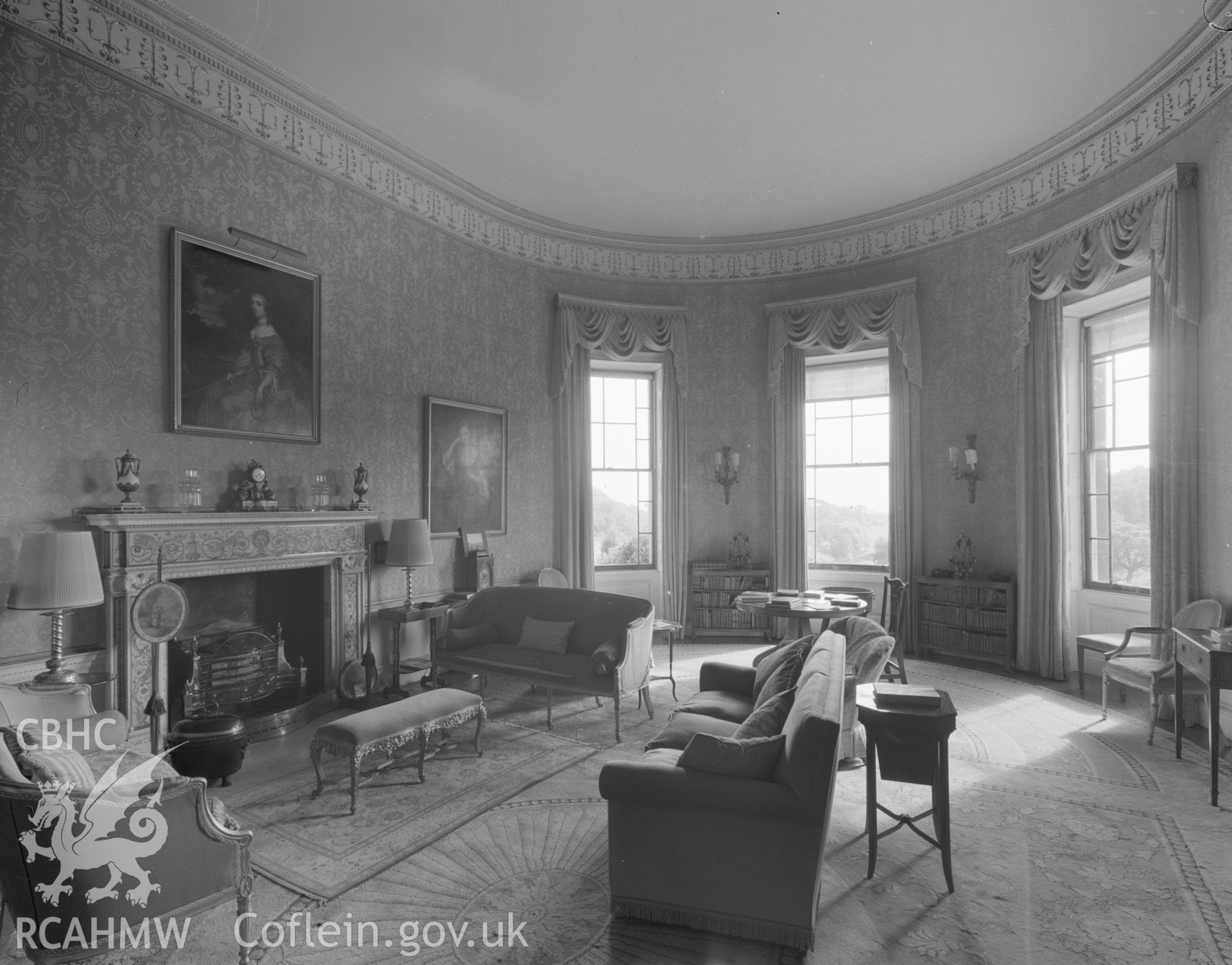 Digital copy of a negative showing an interior view of Penrice Castle.