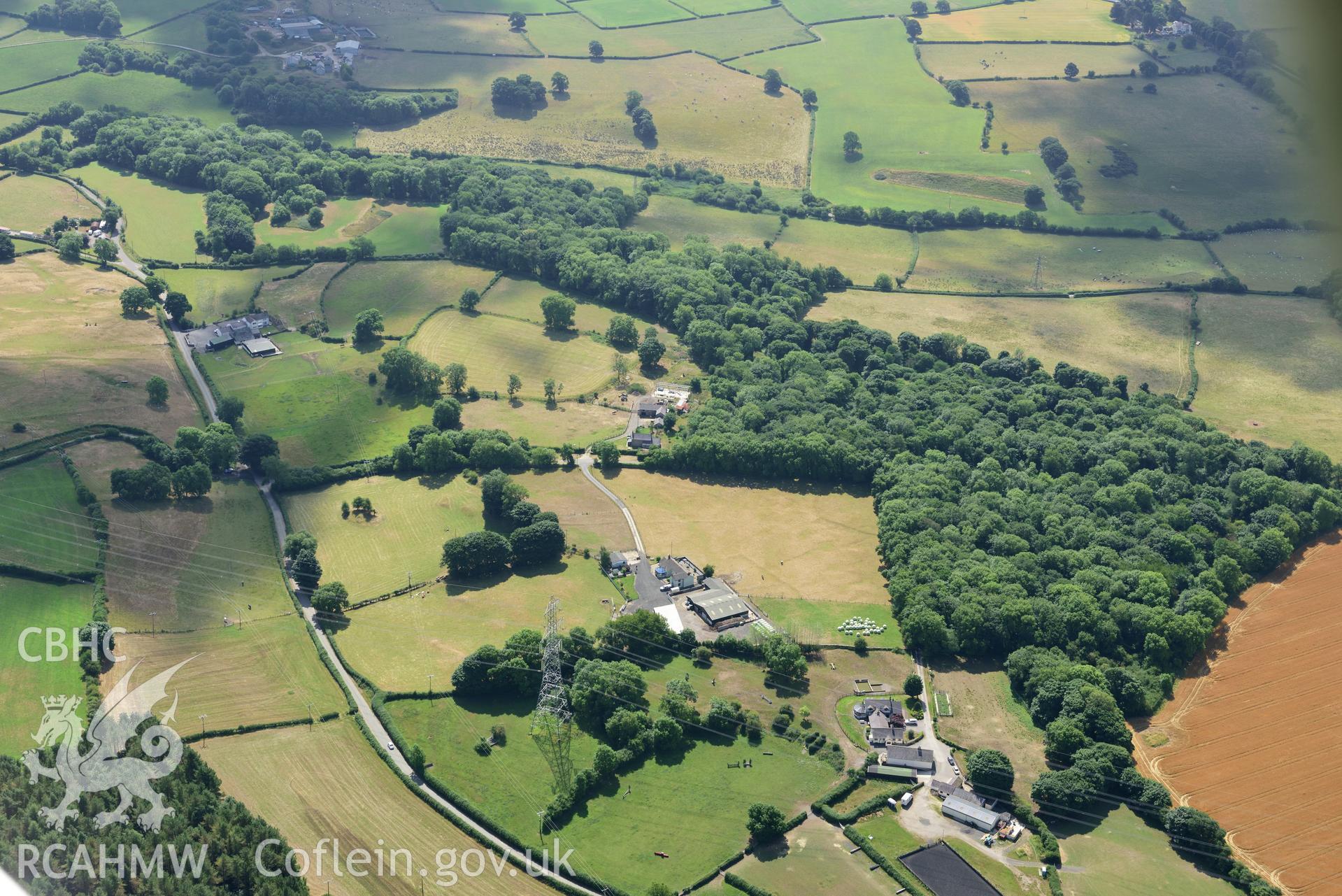 Royal Commission aerial photography of Hen Caerwys field system taken on 19th July 2018 during the 2018 drought.