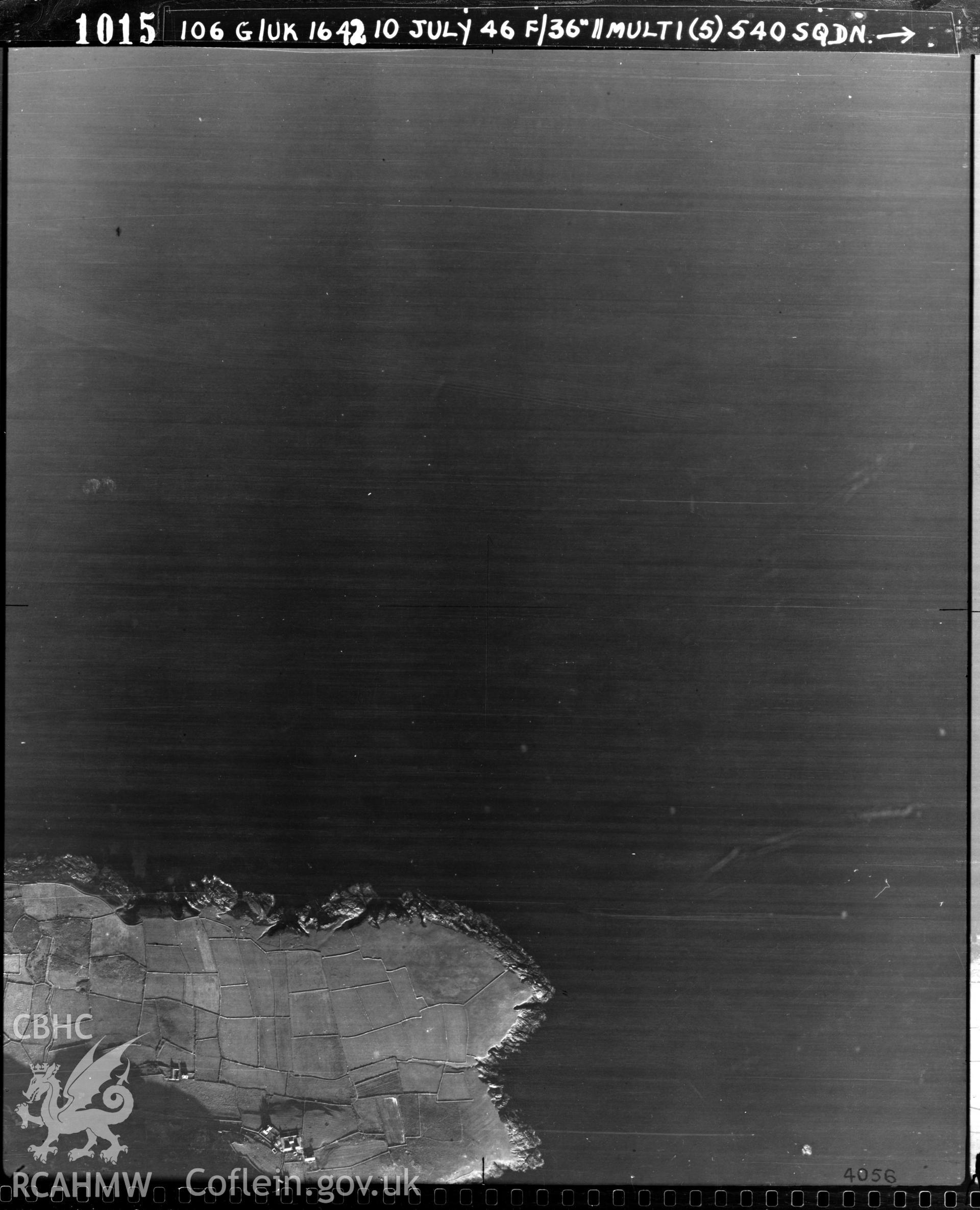 Digital copy of an aerial view of Bardsey Island by RAF.