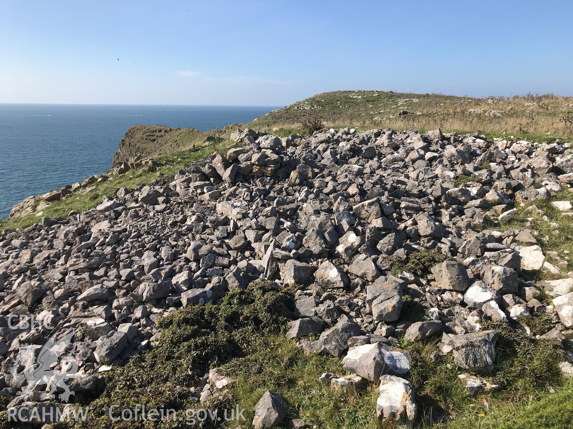 Digital colour photograph showing Thurba Camp promontory fort, Rhossili, taken by Paul R. Davis on 14th September 2019.