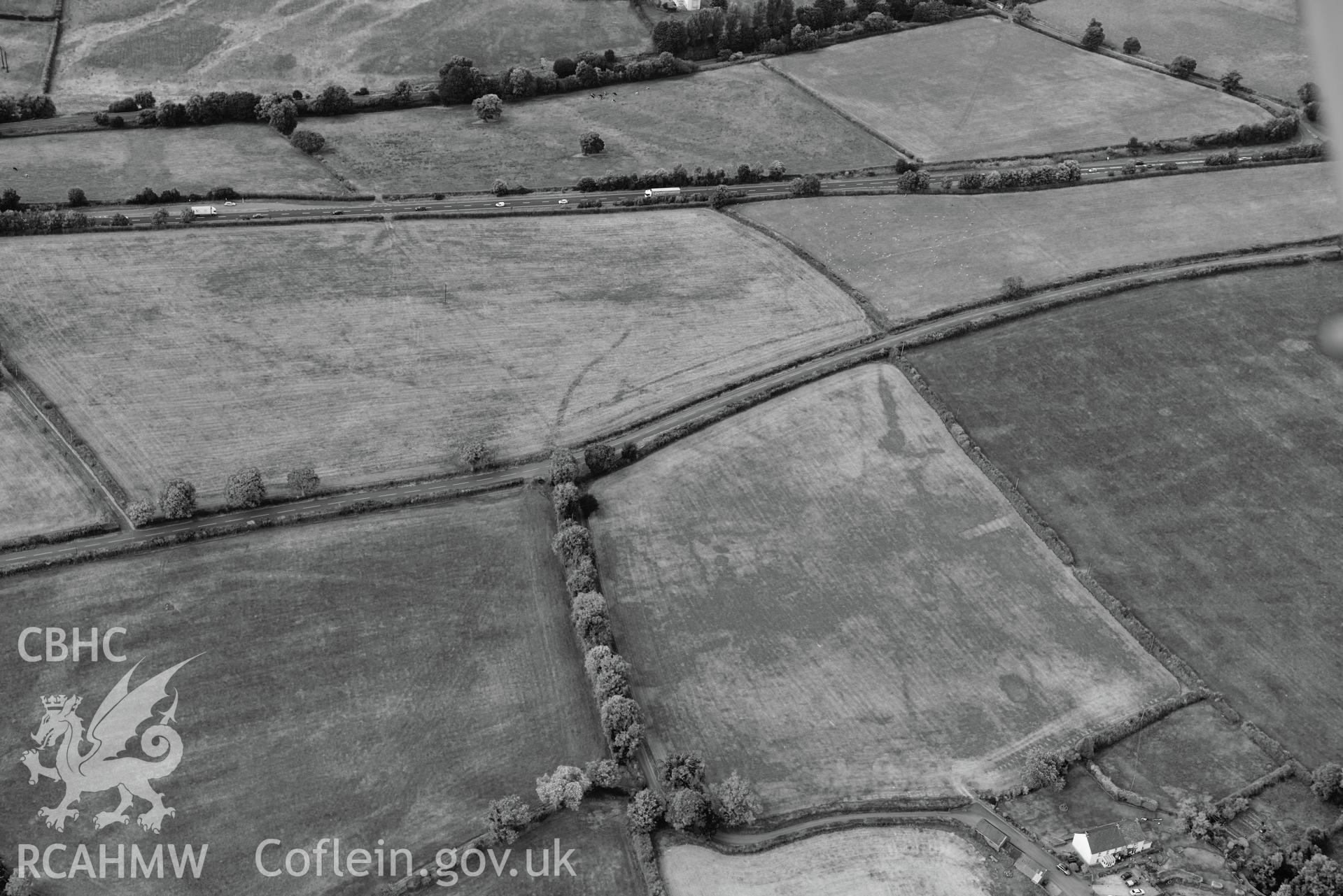 Royal Commission aerial photography of the Roman road parching at Zabulon at SN 246 167 taken on 17th July 2018 during the 2018 drought.