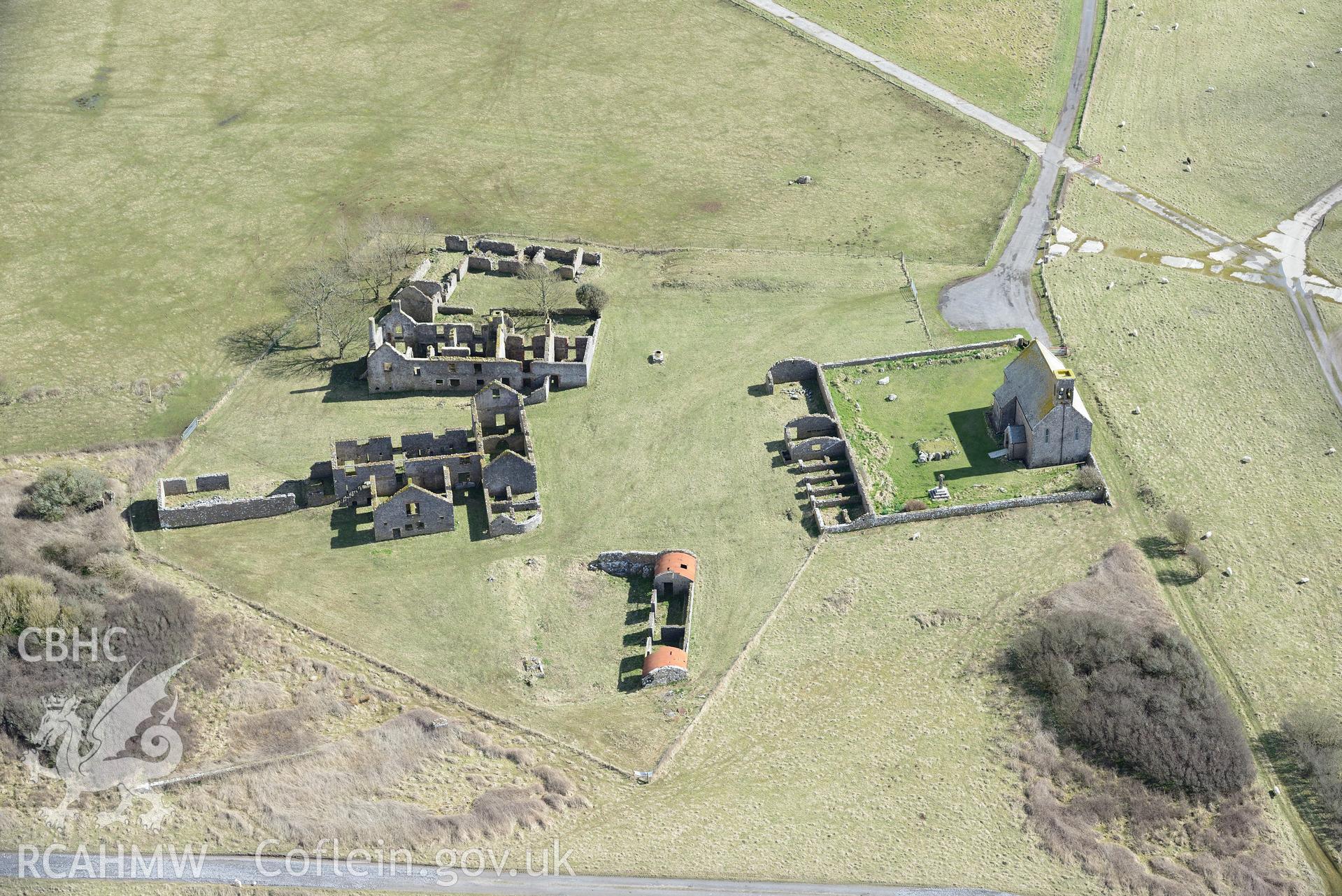 Flimston Farmhouse. Baseline aerial reconnaissance survey for the CHERISH Project. ? Crown: CHERISH PROJECT 2018. Produced with EU funds through the Ireland Wales Co-operation Programme 2014-2020. All material made freely available through the Open Government Licence.