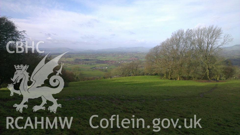 Digital colour photograph of the Craig-y-Dorth battlefield. Photographed during Phase Three of the Welsh Battlefield Metal Detector Survey, carried out by Archaeology Wales, 2012-2014. Project code: 2041 - WBS/12/SUR.