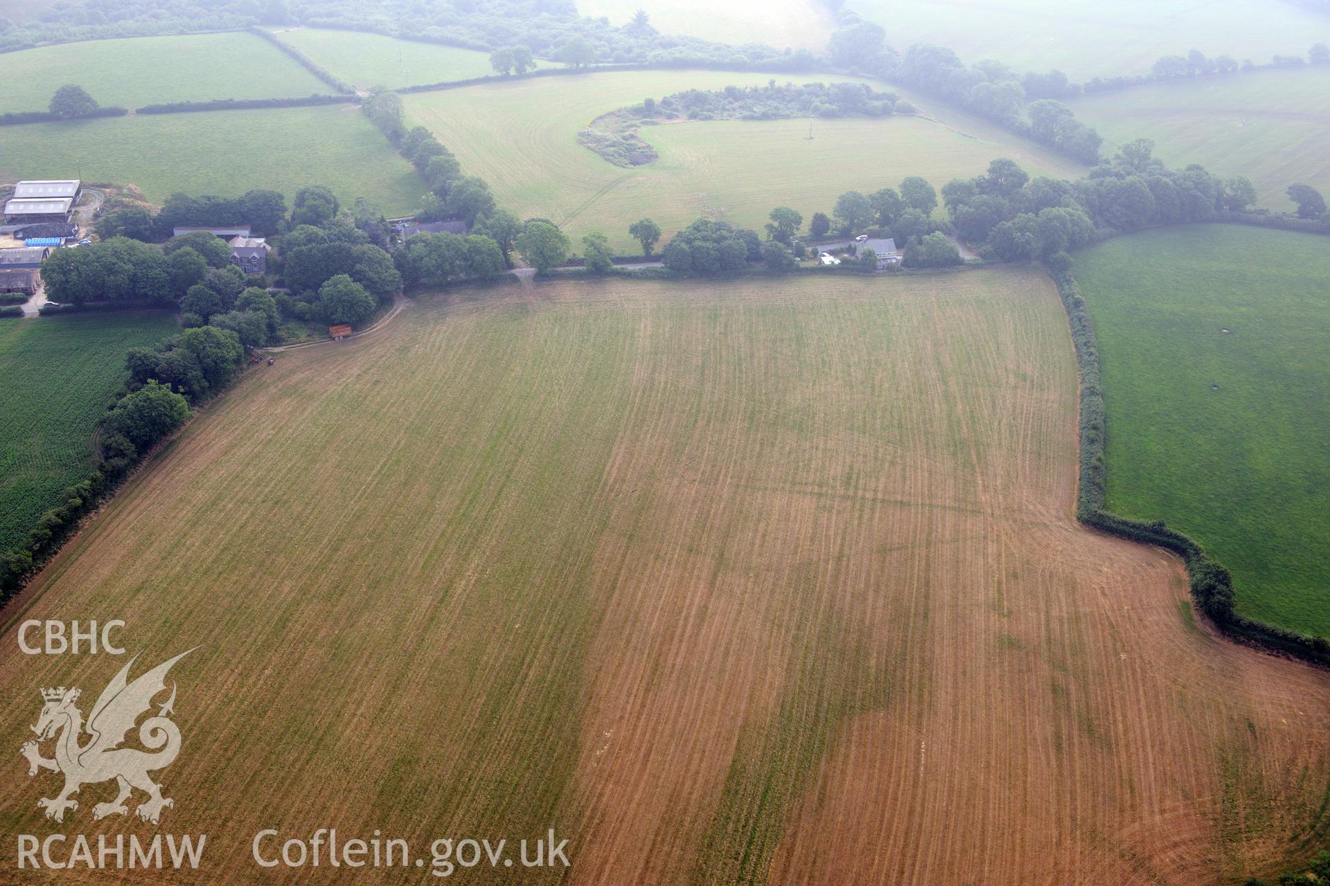 Royal Commission aerial photography of Wiston Roman fort recorded during drought conditions on 22nd July 2013.