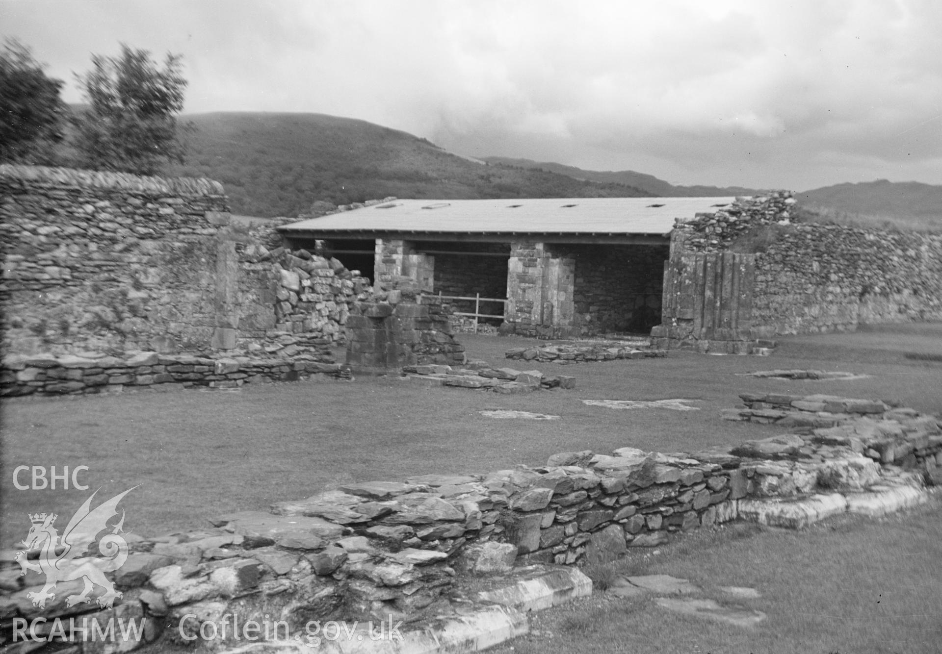 Digital copy of a nitrate negative showing view of Strata Florida taken by Leonard Monroe.