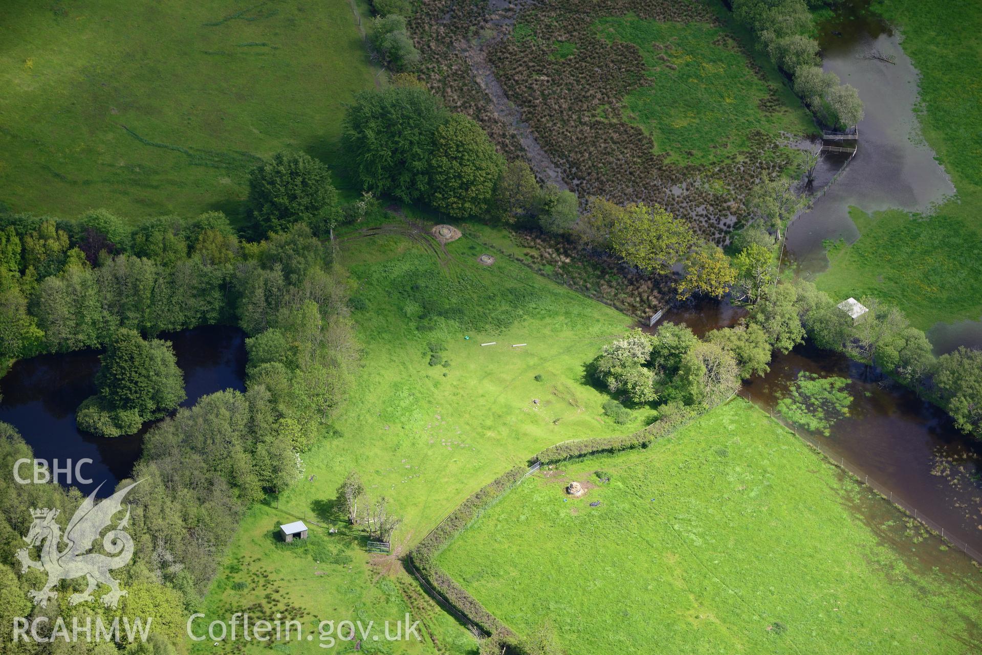 Llanio Roman Bathhouse. Oblique aerial photograph taken during the Royal Commission's programme of archaeological aerial reconnaissance by Toby Driver on 3rd June 2015.