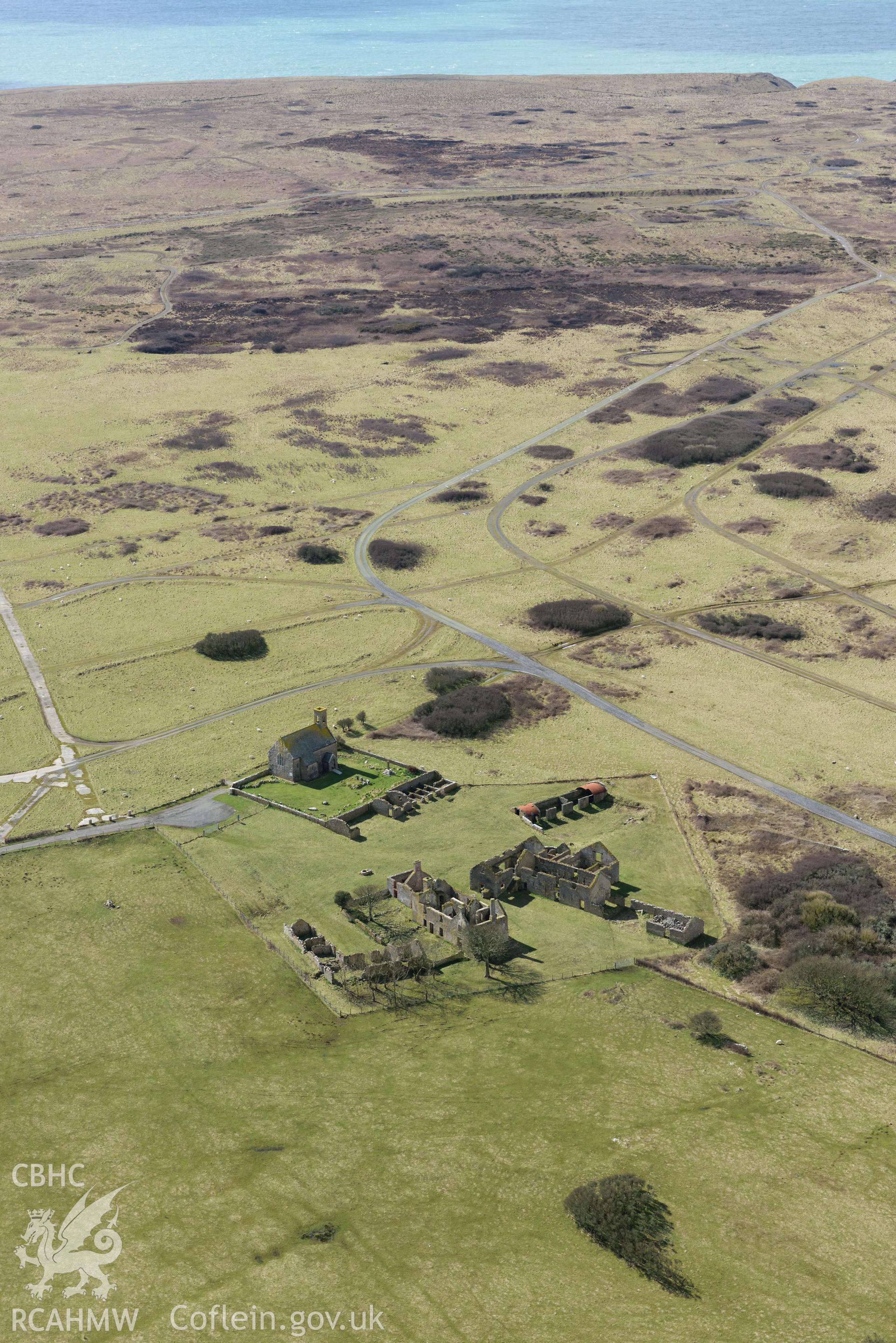 Flimston Farmhouse. Baseline aerial reconnaissance survey for the CHERISH Project. ? Crown: CHERISH PROJECT 2018. Produced with EU funds through the Ireland Wales Co-operation Programme 2014-2020. All material made freely available through the Open Government Licence.