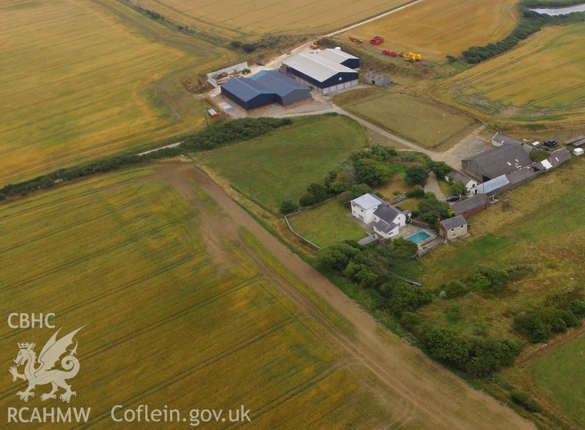 Site of Paviland Grange, now Paviland Farm, on the Gower Peninsula. Colour photograph taken by Paul R. Davis on 22nd July 2018.