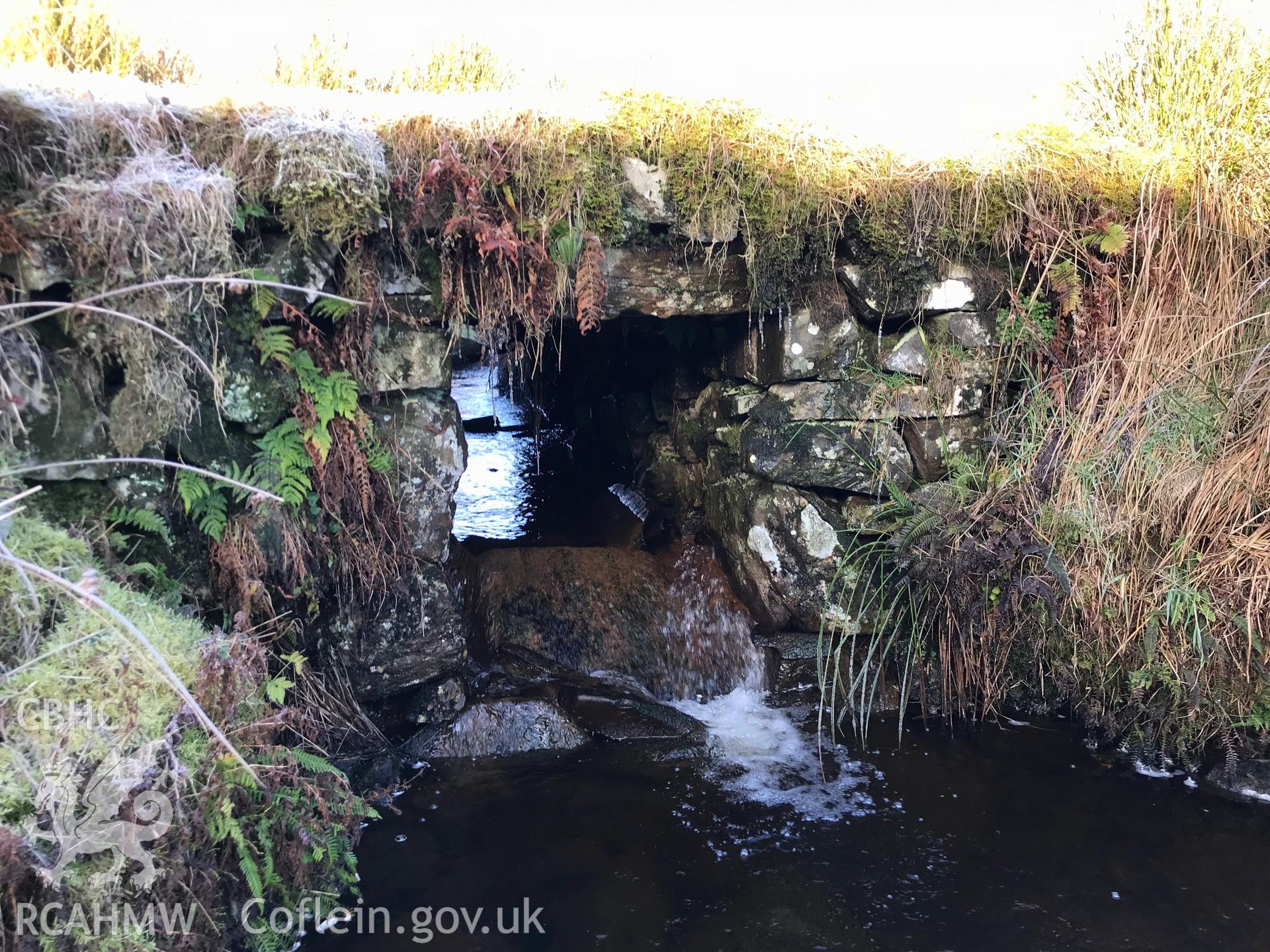 View of Ffynnon-y-Myneich spring, Llanwddyn. Colour photograph taken by Paul R. Davis on 2nd January 2019.