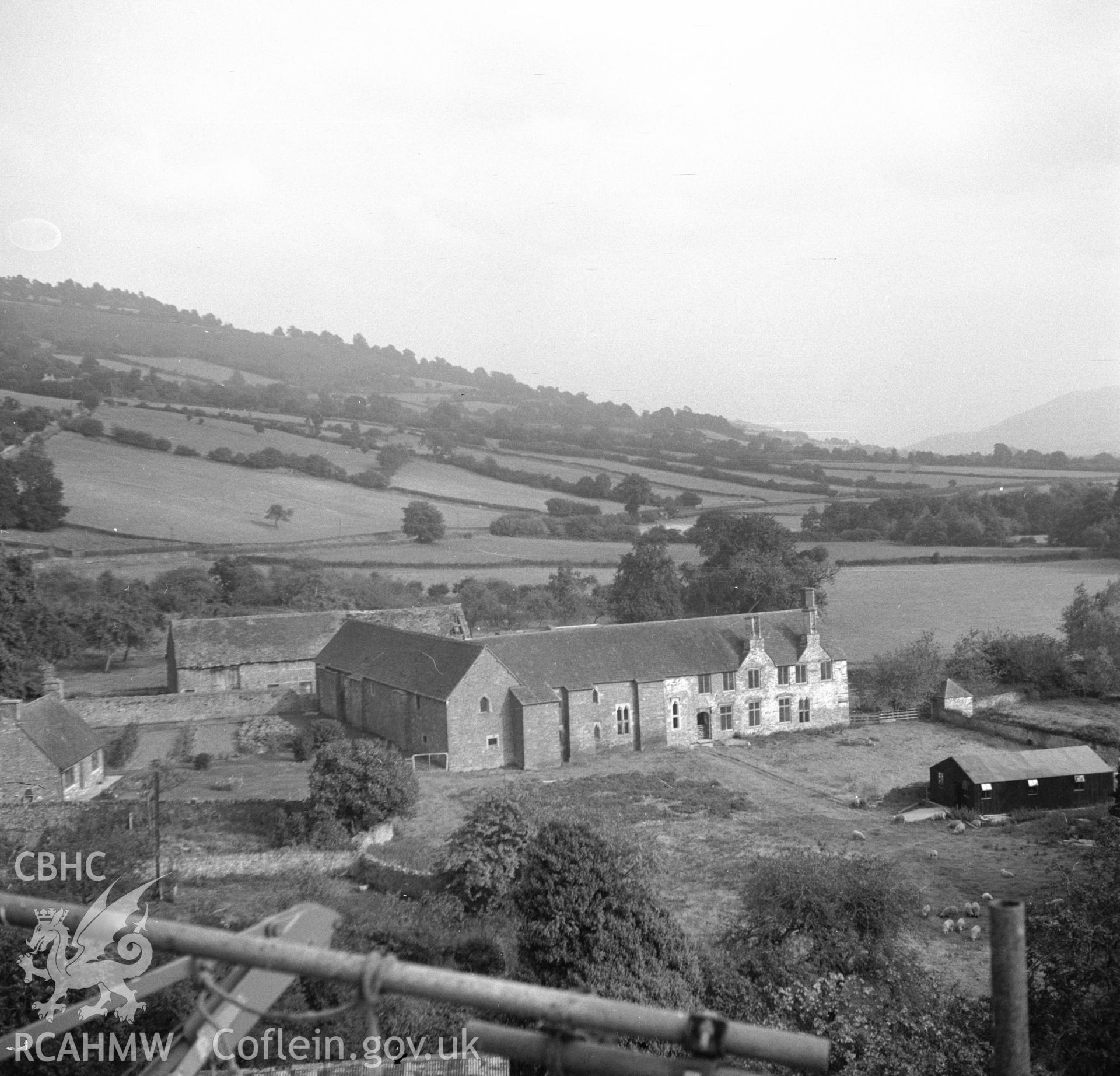 Digital copy of a nitrate negative showing landscape view of Tretower, Breconshire.