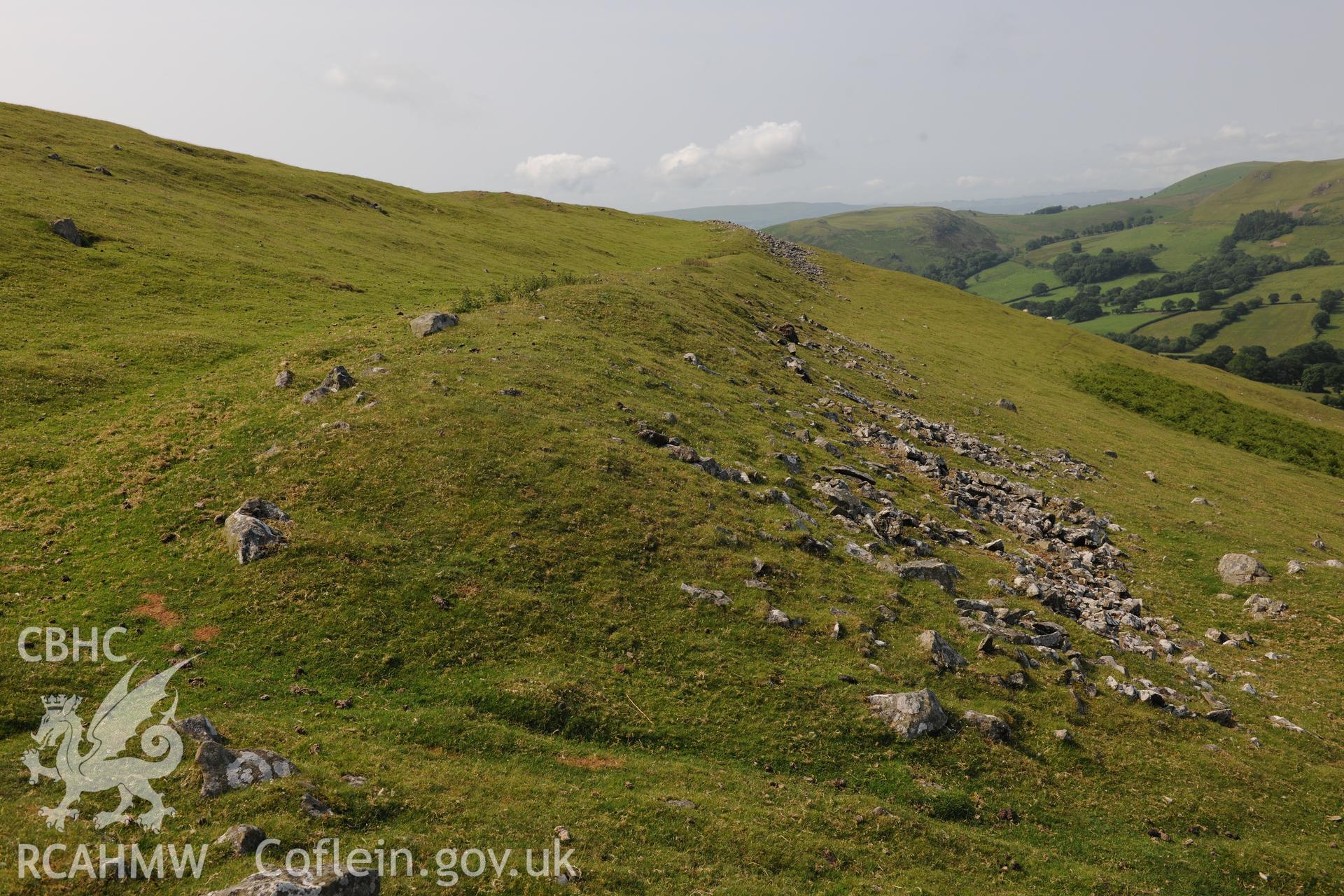 Photographic survey of Castle Bank hillfort, showing details of ramparts and earthworks, conducted on 5th July 2013.