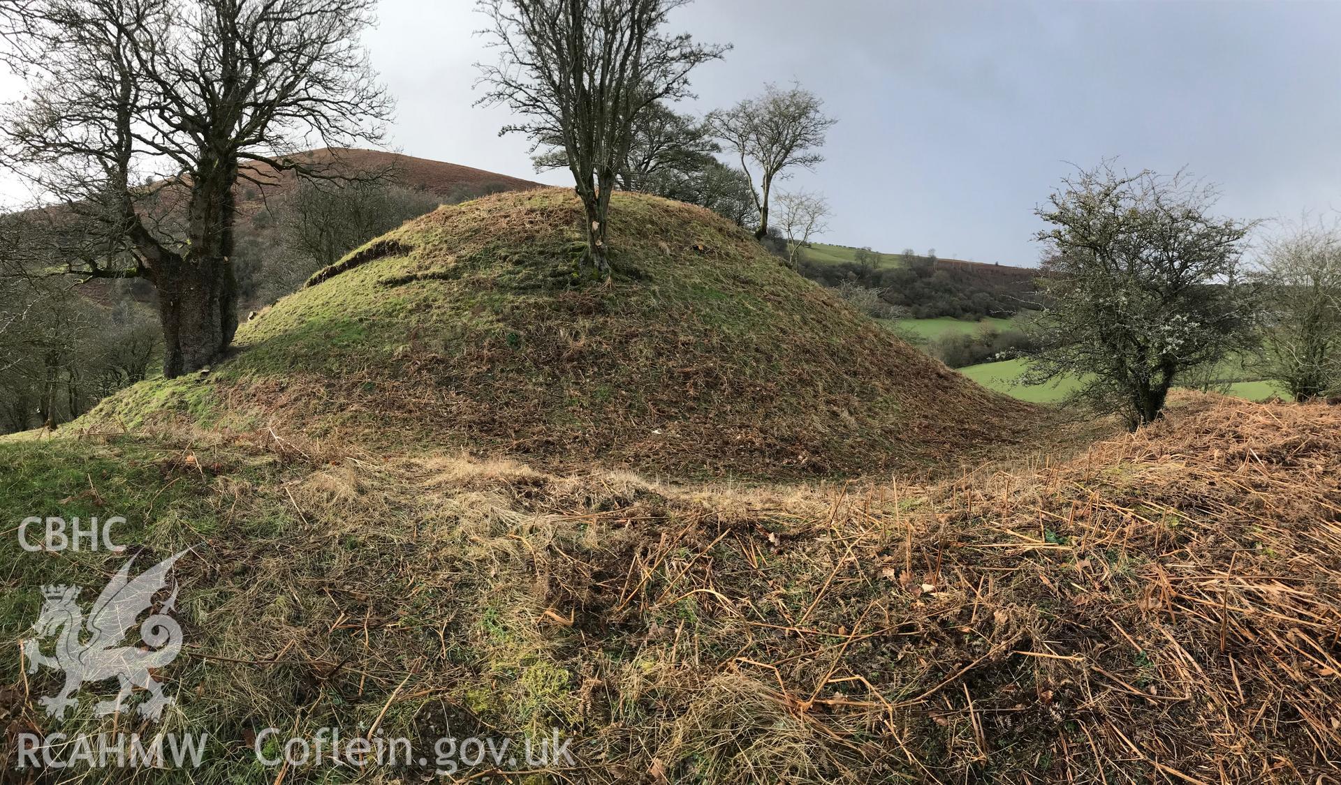 Digital colour photograph of Penarth or Cenarth mount, north east of Builth Wells, taken by Paul R. Davis on 10th February 2019.