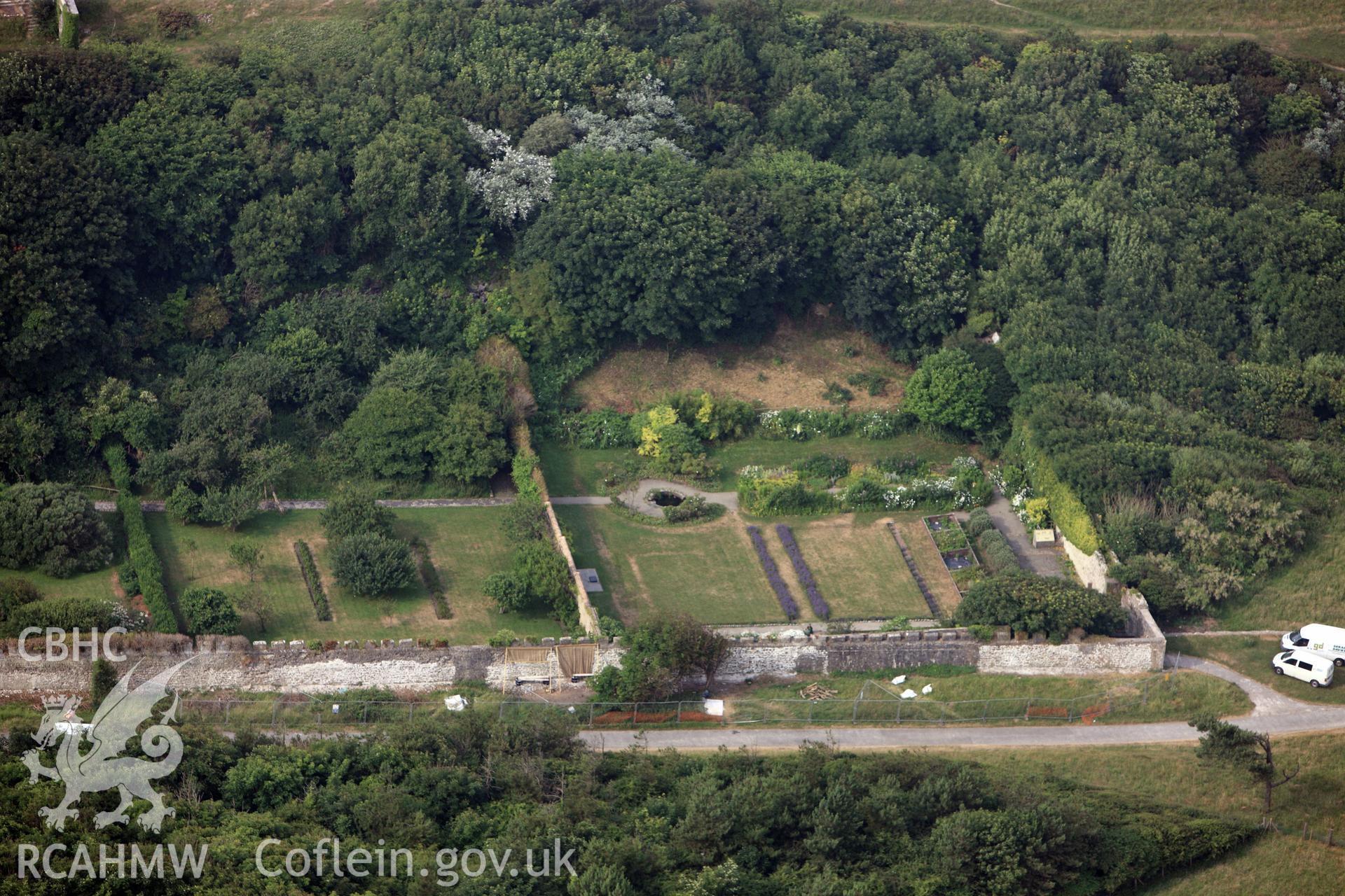 Royal Commission aerial photography of Dunraven Park and Garden recorded during drought conditions on 22nd July 2013.