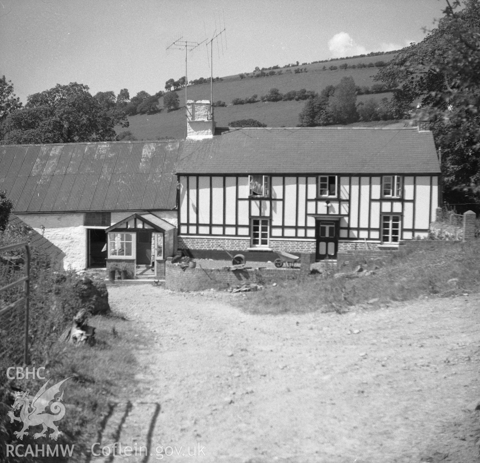 Digital copy of a nitrate negative showing exterior view of Maes y Rhiw, Llansadwrn.