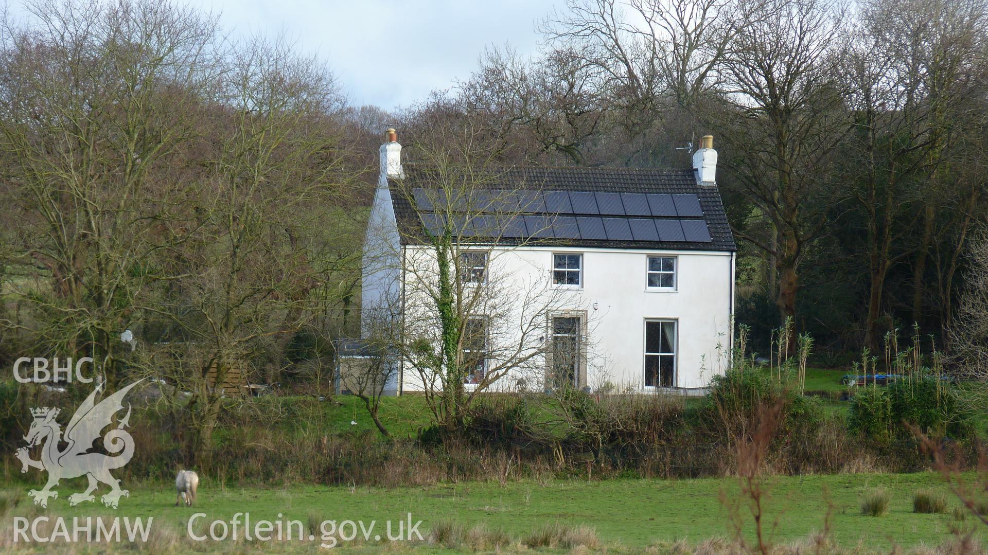 View looking north east at Gwyn Faen house. Photographed as part of desk based assessment of land off Heol Pentre Bach, Gorseinon, conducted by Archaeology Wales on 5th December 2017.