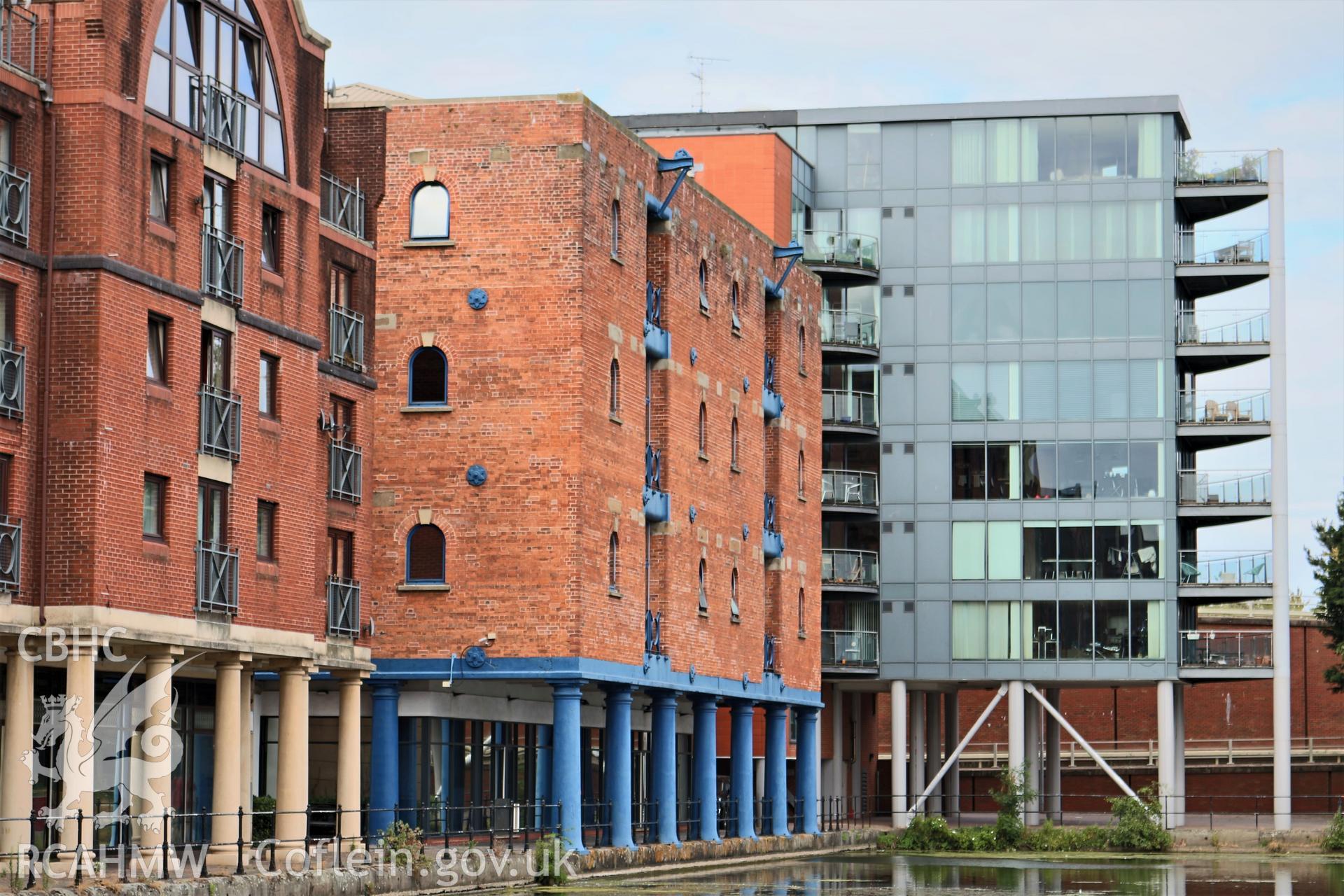 Colour photograph of Bonded Warehouse, Bute East Dock, Butetown, Cardiff. Photographed during survey conducted by Rita Singer on 17th July 2018.