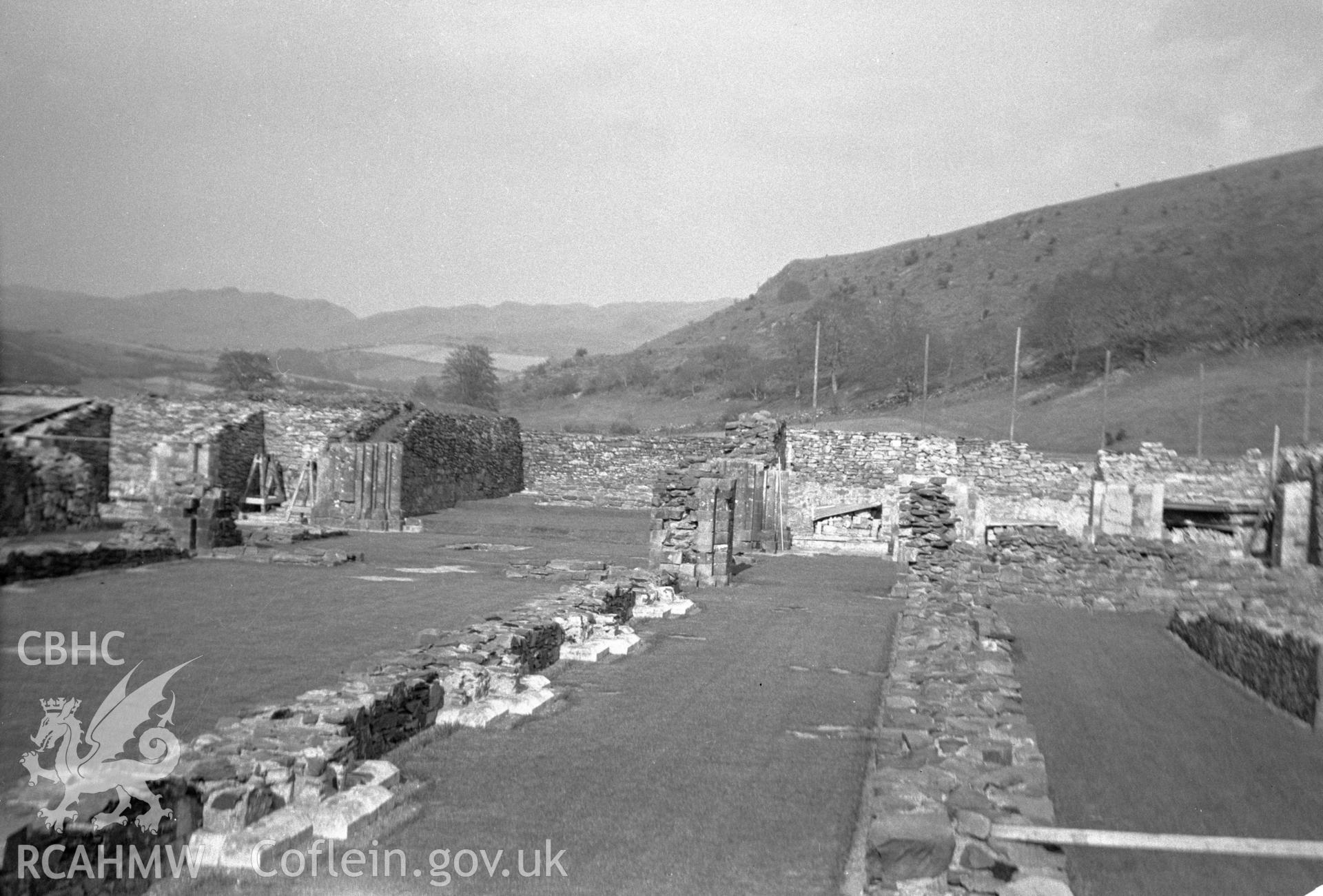 Digital copy of a nitrate negative showing general view of Strata Florida Abbey remains taken by Leonard Monroe.