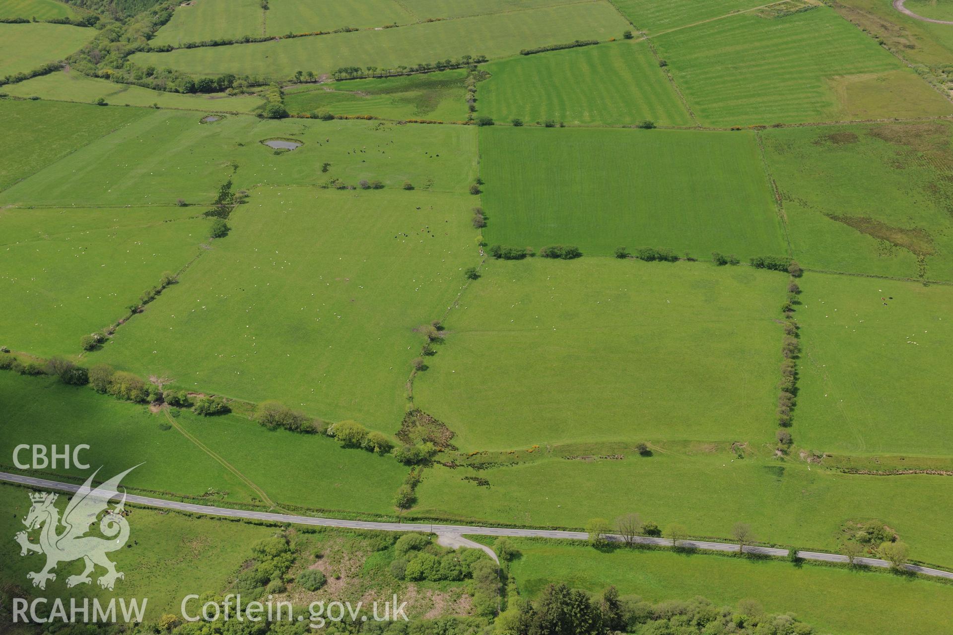 Clawdd Mawr. Oblique aerial photograph taken during the Royal Commission?s programme of archaeological aerial reconnaissance by Toby Driver on 3rd June 2015.