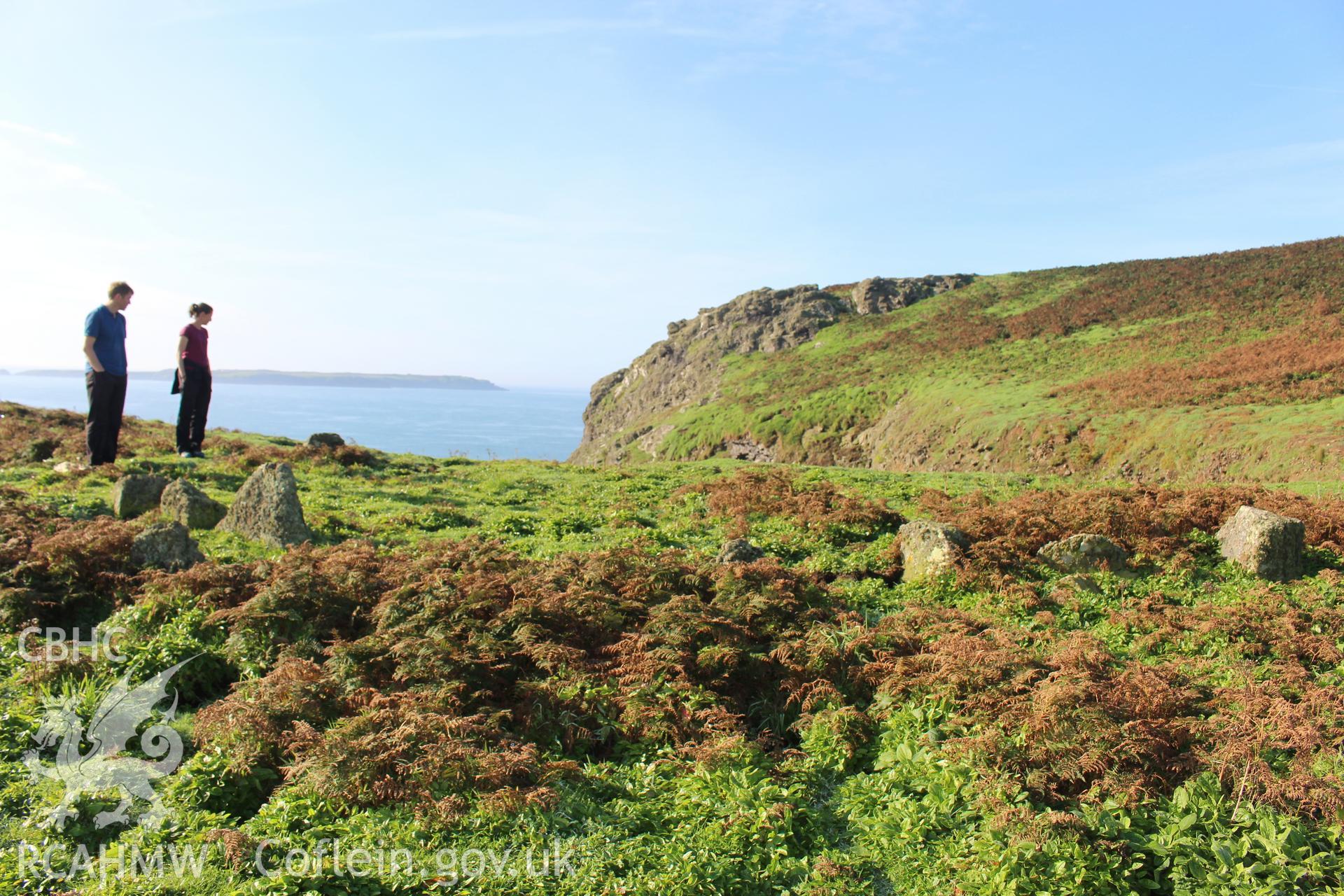 Investigator's photography of The Churchyard stone setting on Skomer Island, taken in September 2016.