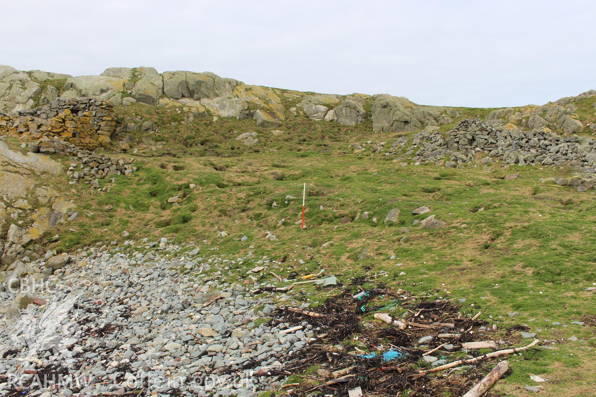 Skerries, platform adjoining buoy-keeper's cottage. Investigator's photographic survey for the CHERISH Project. ? Crown: CHERISH PROJECT 2018. Produced with EU funds through the Ireland Wales Co-operation Programme 2014-2020. All material made freely available through the Open Government Licence.