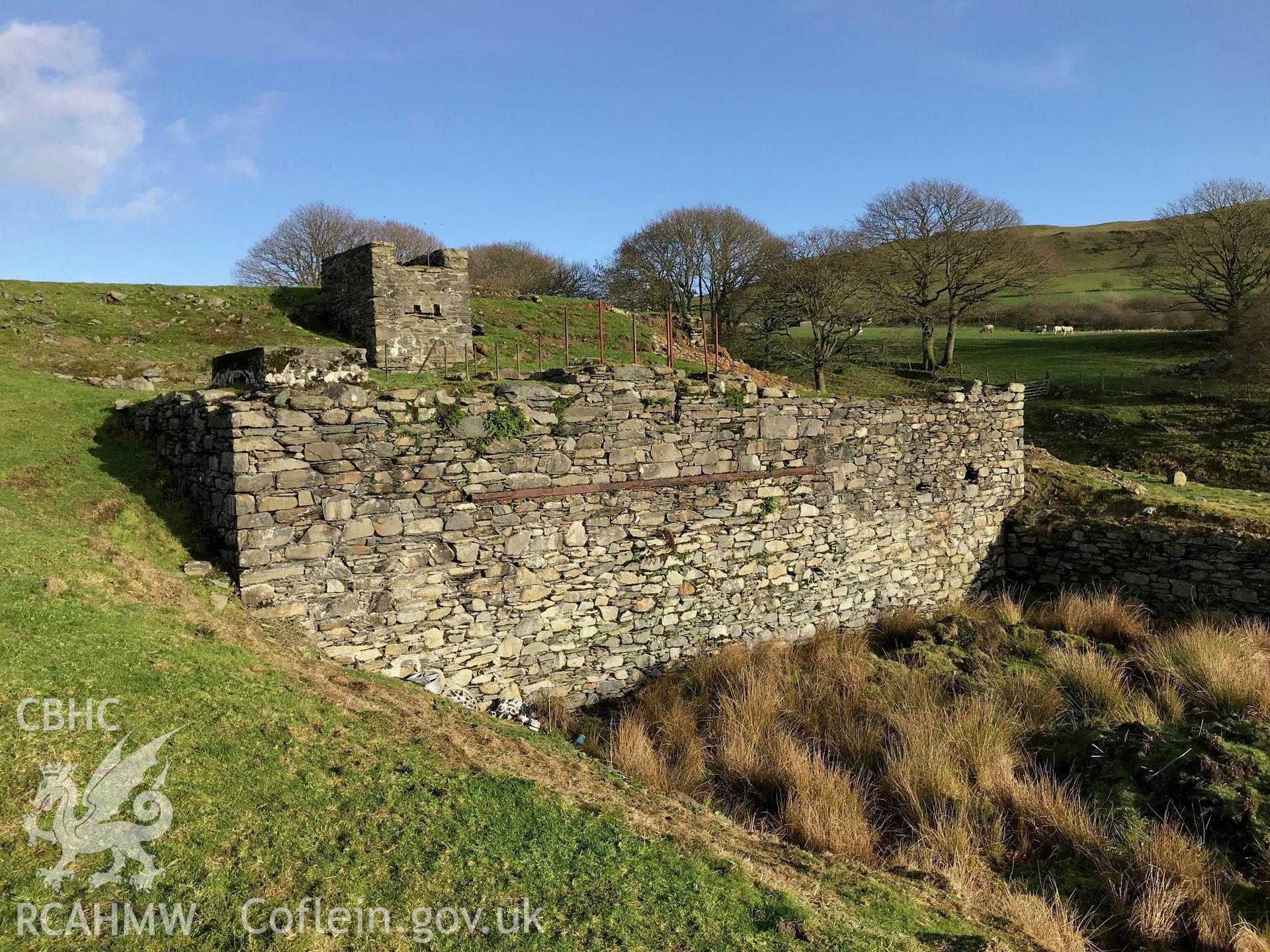 Detailed view of derelict building at Cwm Mawr mine, north of Pontrhydfendigaid. Colour photograph taken by Paul R. Davis on 17th January 2019.