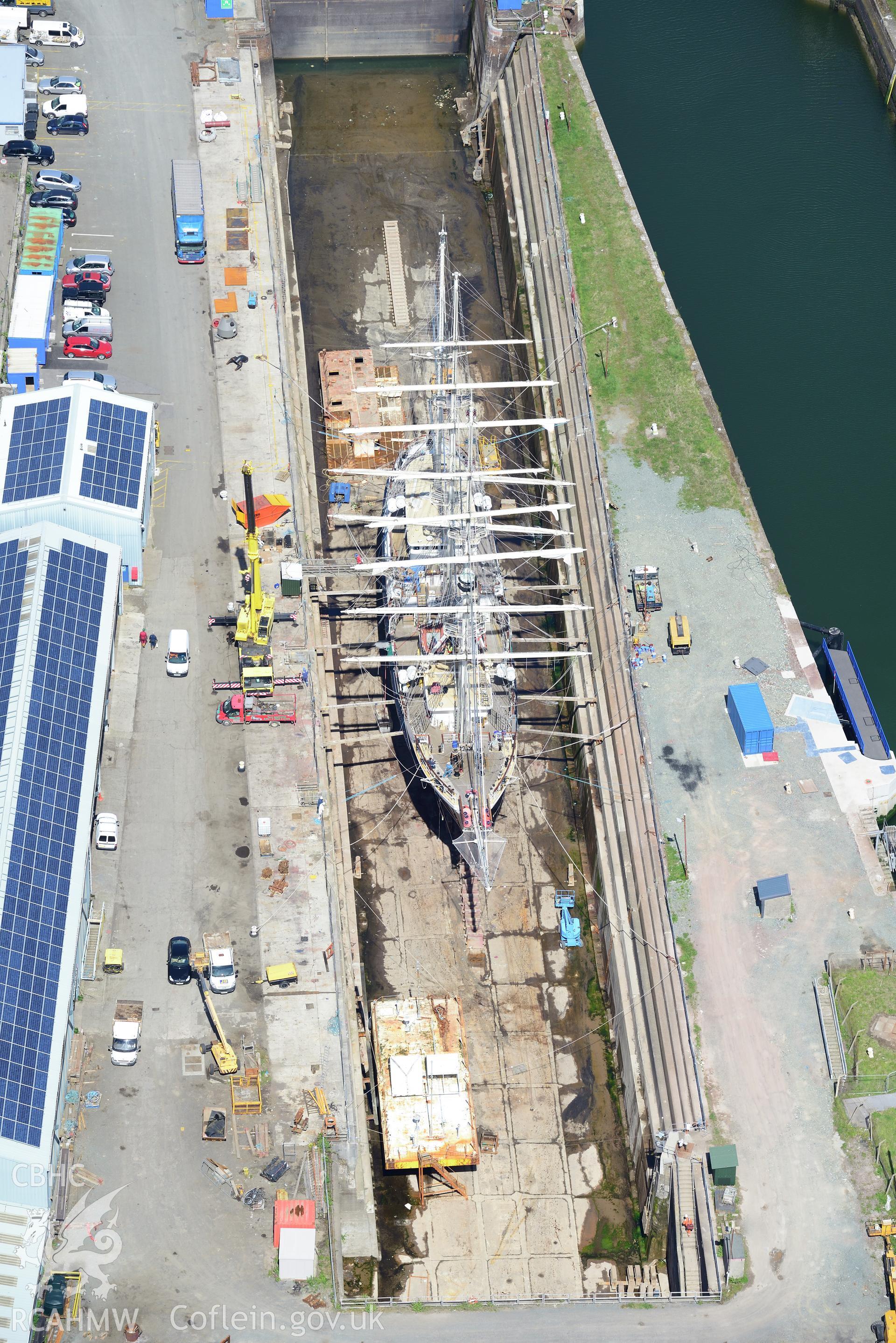 Milford Haven Docks. Oblique aerial photograph taken during the Royal Commission's programme of archaeological aerial reconnaissance by Toby Driver on 13th May 2015.