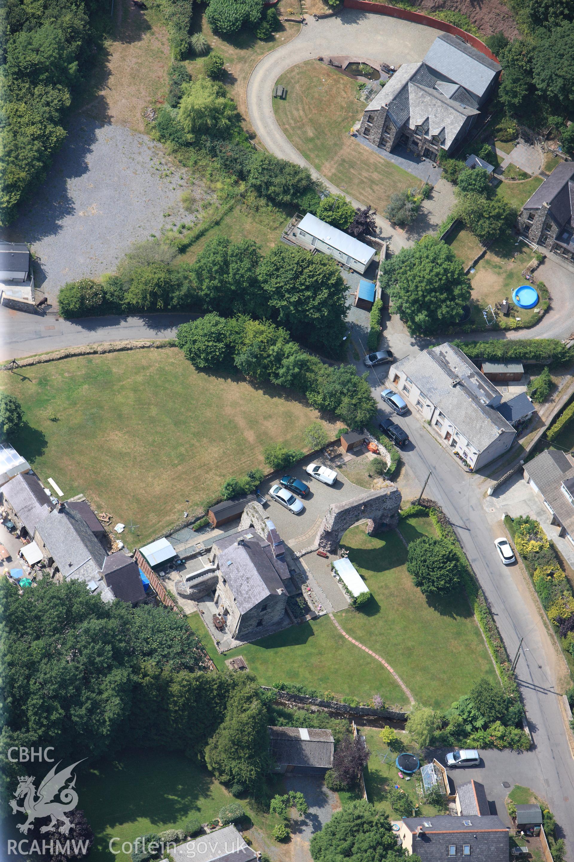 Priory of St Budoc and the Blessed Virgin, and Priory Farm, Milford Haven. Oblique aerial photograph taken during the Royal Commission?s programme of archaeological aerial reconnaissance by Toby Driver on 16th July 2013.