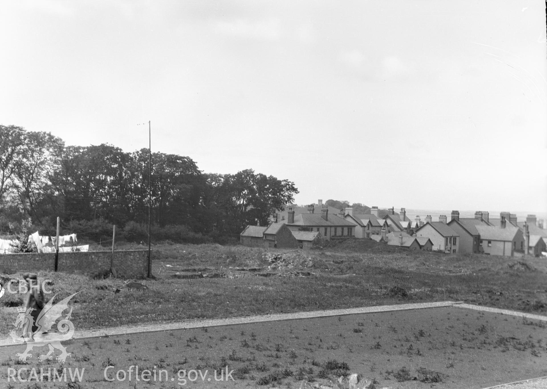 Digital copy of a nitrate negative showing view of Segontium Roman Site, Llanbeblig, taken by Leonard Monroe 1927.