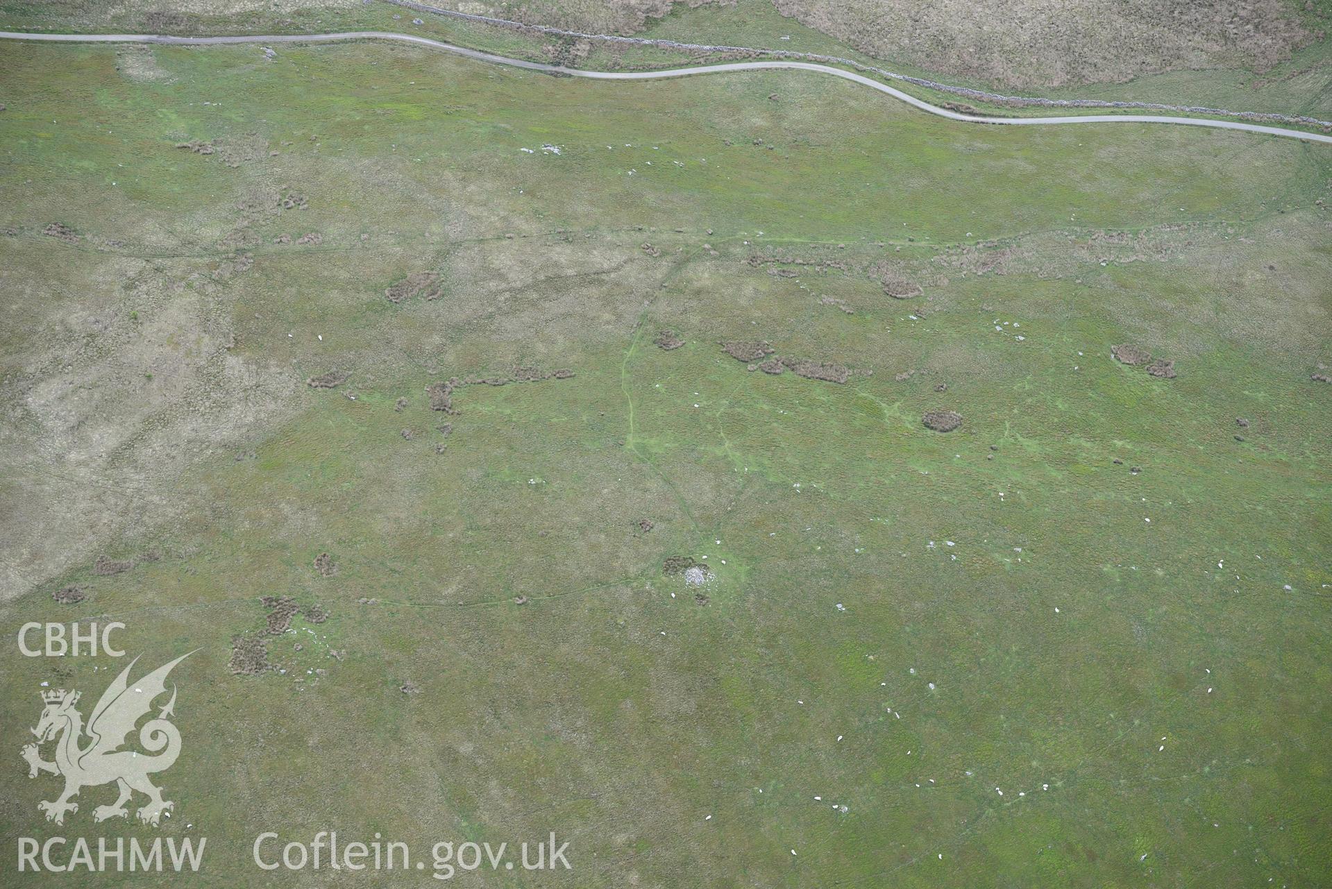 Esgair Fraith Cairns, Cynwyl Gaeo. Oblique aerial photograph taken during the Royal Commission's programme of archaeological aerial reconnaissance by Toby Driver on 3rd June 2015.