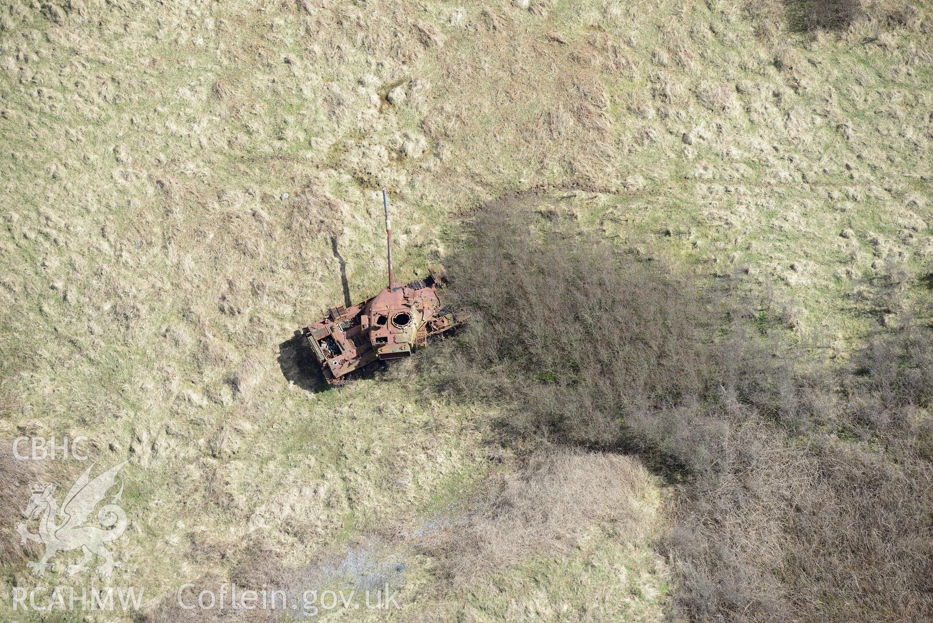 Castlemartin Training Area. Tank target near Linney Down. Baseline aerial reconnaissance survey for the CHERISH Project. ? Crown: CHERISH PROJECT 2018. Produced with EU funds through the Ireland Wales Co-operation Programme 2014-2020. All material made freely available through the Open Government Licence.