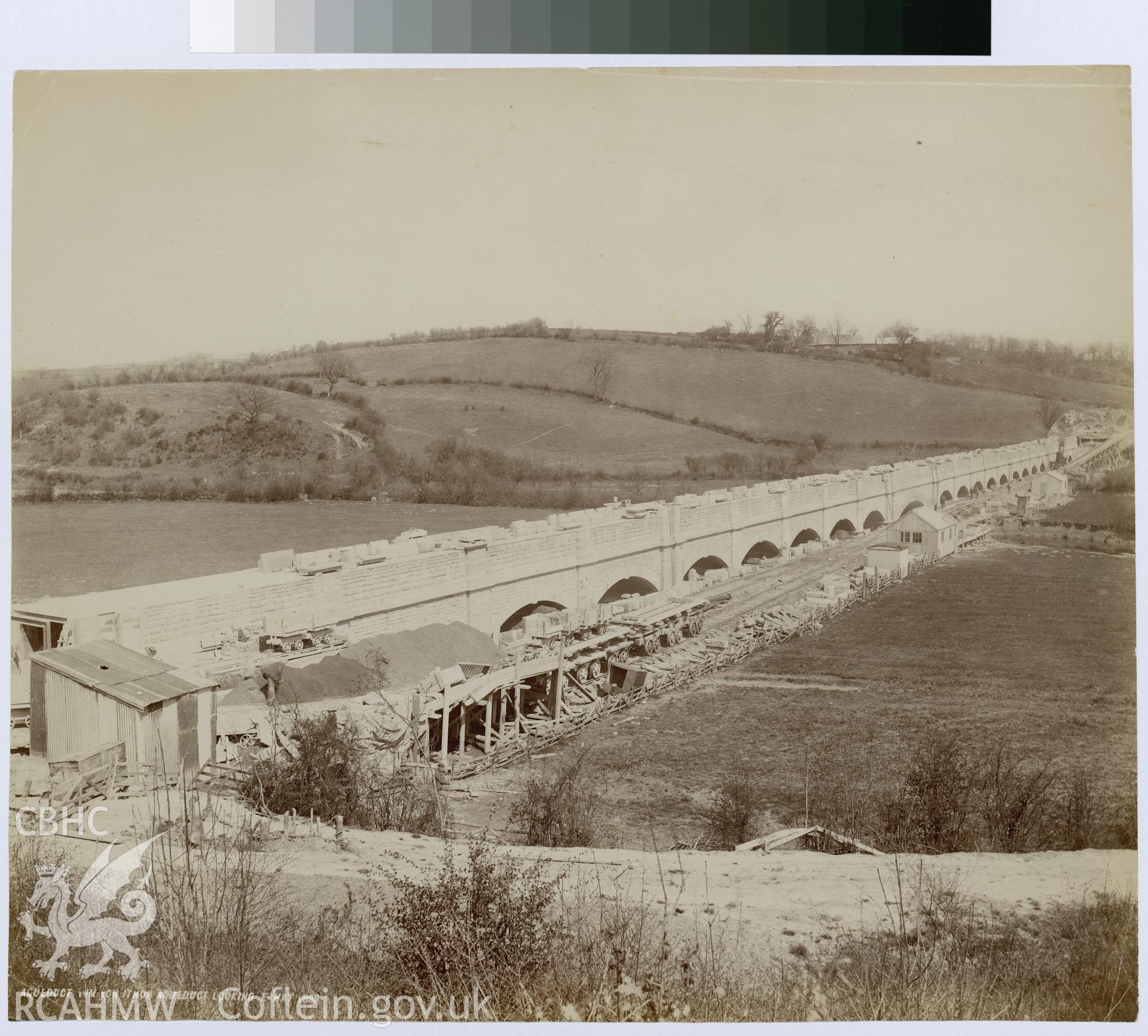 Digital copy of an albumen print from Edward Hubbard Collection showing Ithon Aqueduct looking east, taken May 1899.