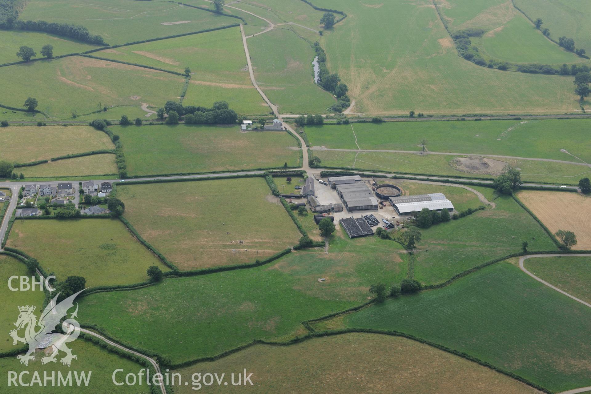 Royal Commission aerial photography of the Roman road in the Tywi Valley taken during drought conditions on 22nd July 2013.