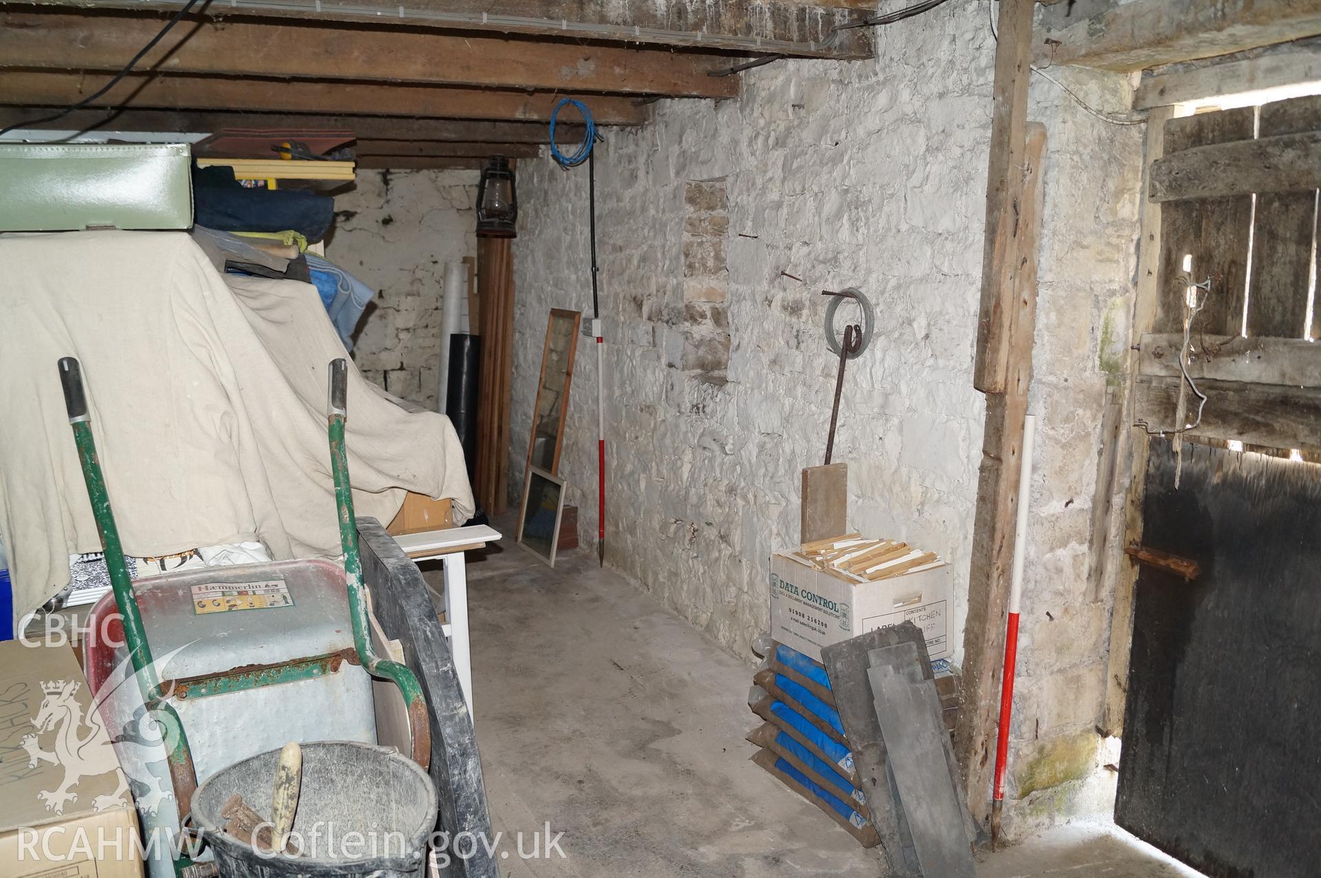 'Internal view looking east southeast at the eastern end of the southern wall of barn' at Rowley Court, Llantwit Major. Photograph & description by Jenny Hall & Paul Sambrook of Trysor, 25th May 2017.