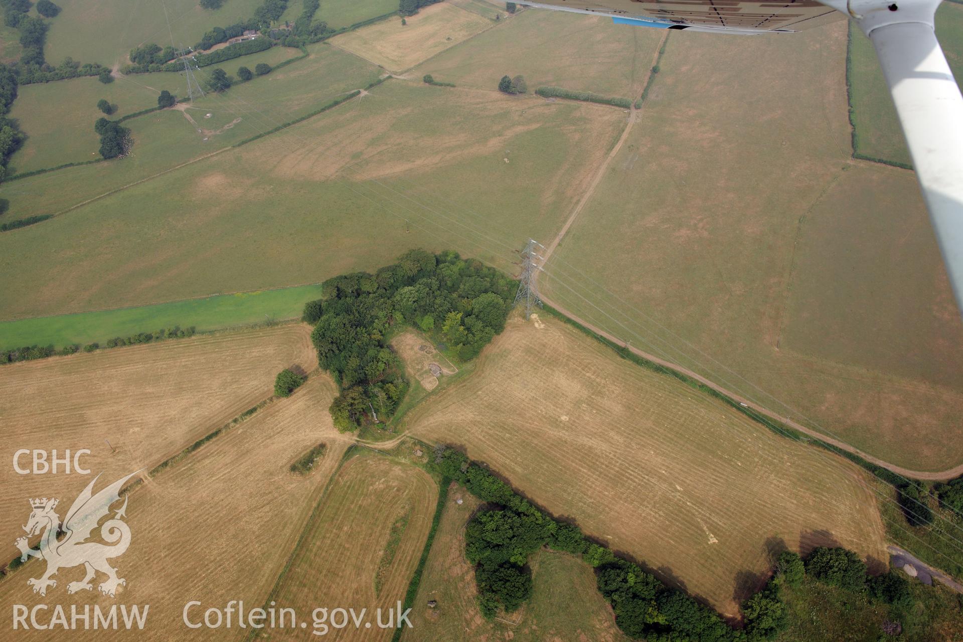 Royal Commission aerial photography of Tinkinswood chambered tomb recorded during drought conditions on 22nd July 2013.