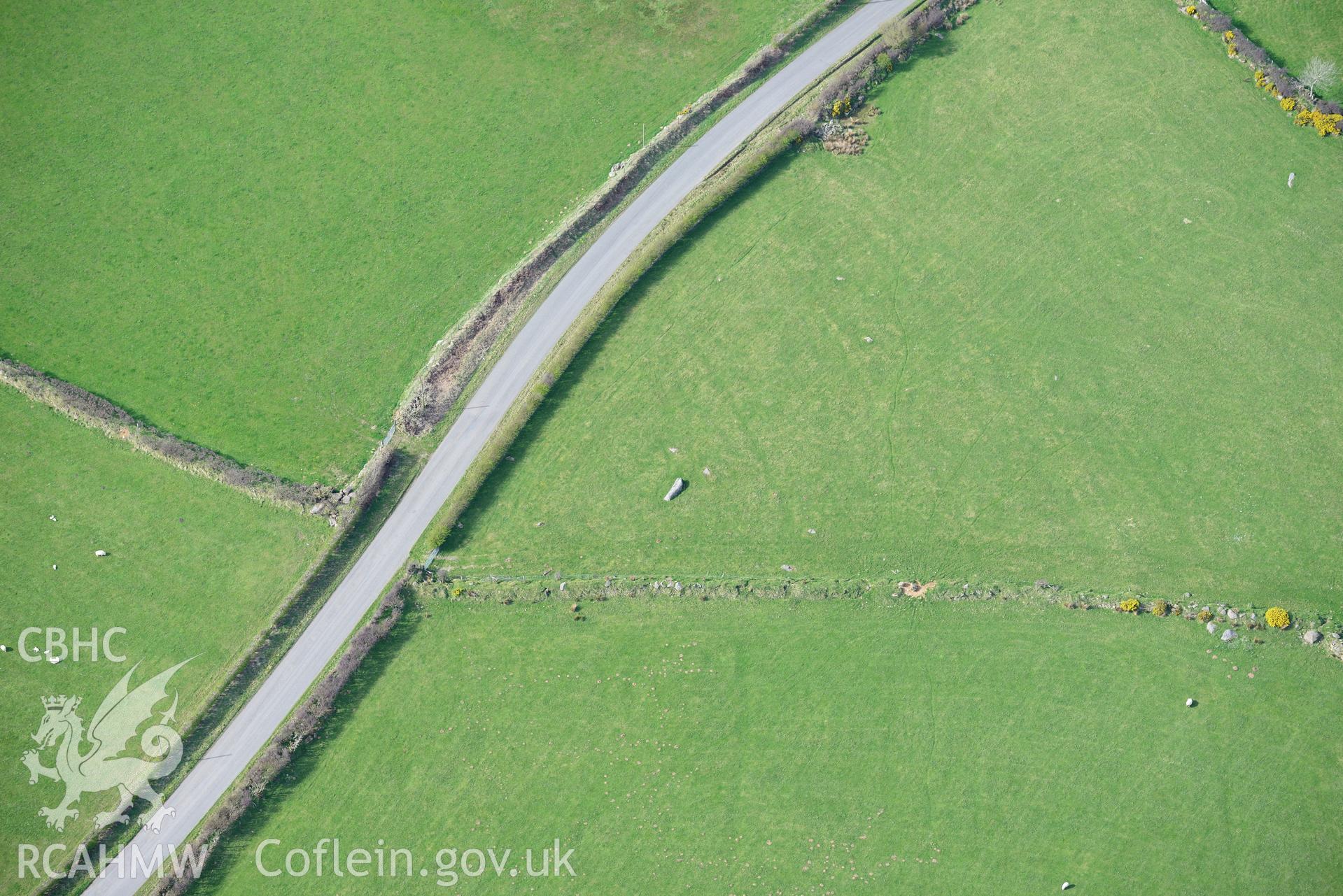 275m Southeast of Gors Fawr Stone Circle. Oblique aerial photograph taken during the Royal Commission's programme of archaeological aerial reconnaissance by Toby Driver on [flight date].'