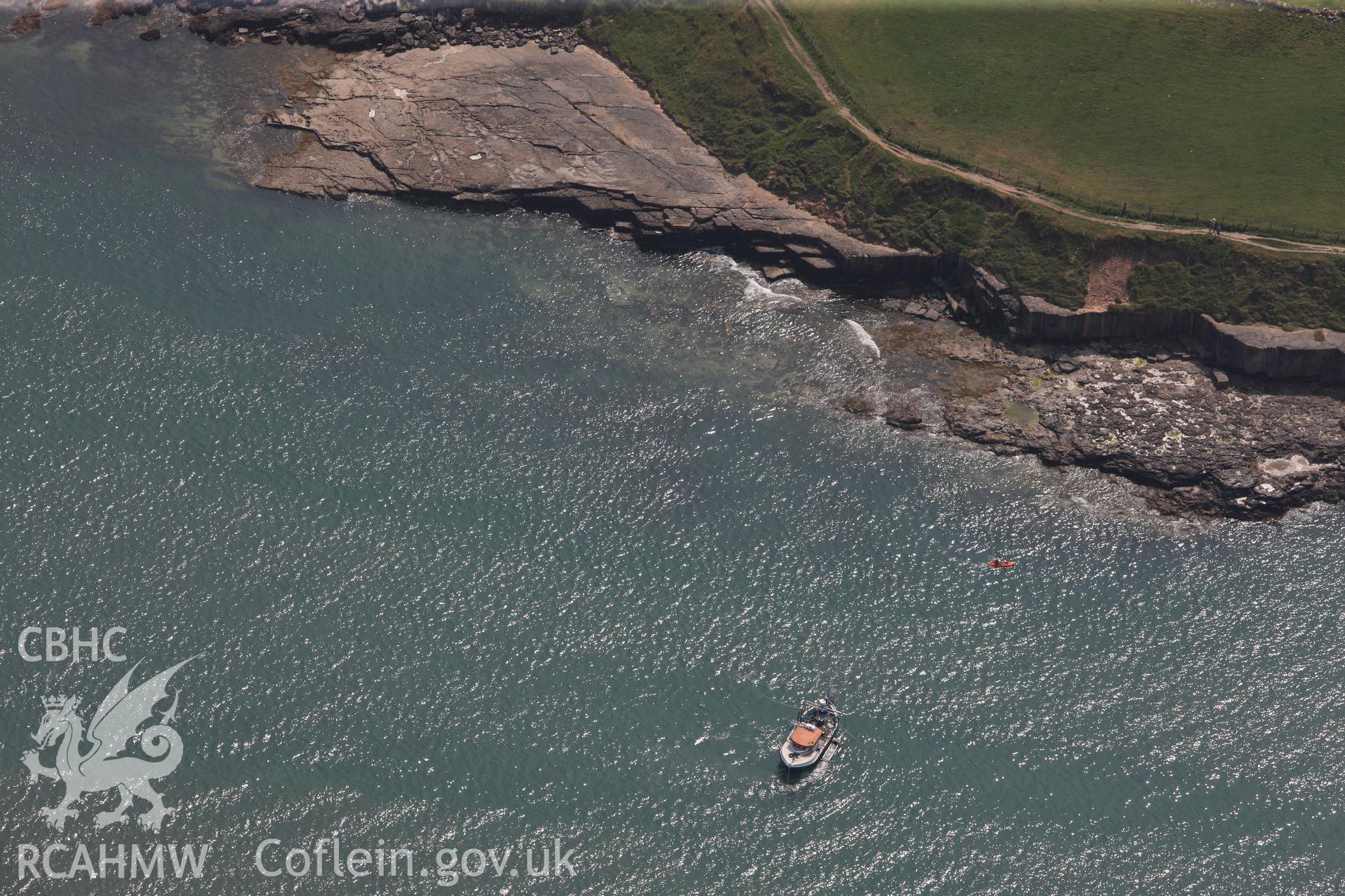 Wreck of the Royal Charter, off the east coast of Anglesey, near Moelfre. Oblique aerial photograph taken during the Royal Commission?s programme of archaeological aerial reconnaissance by Toby Driver on  12th July 2013.